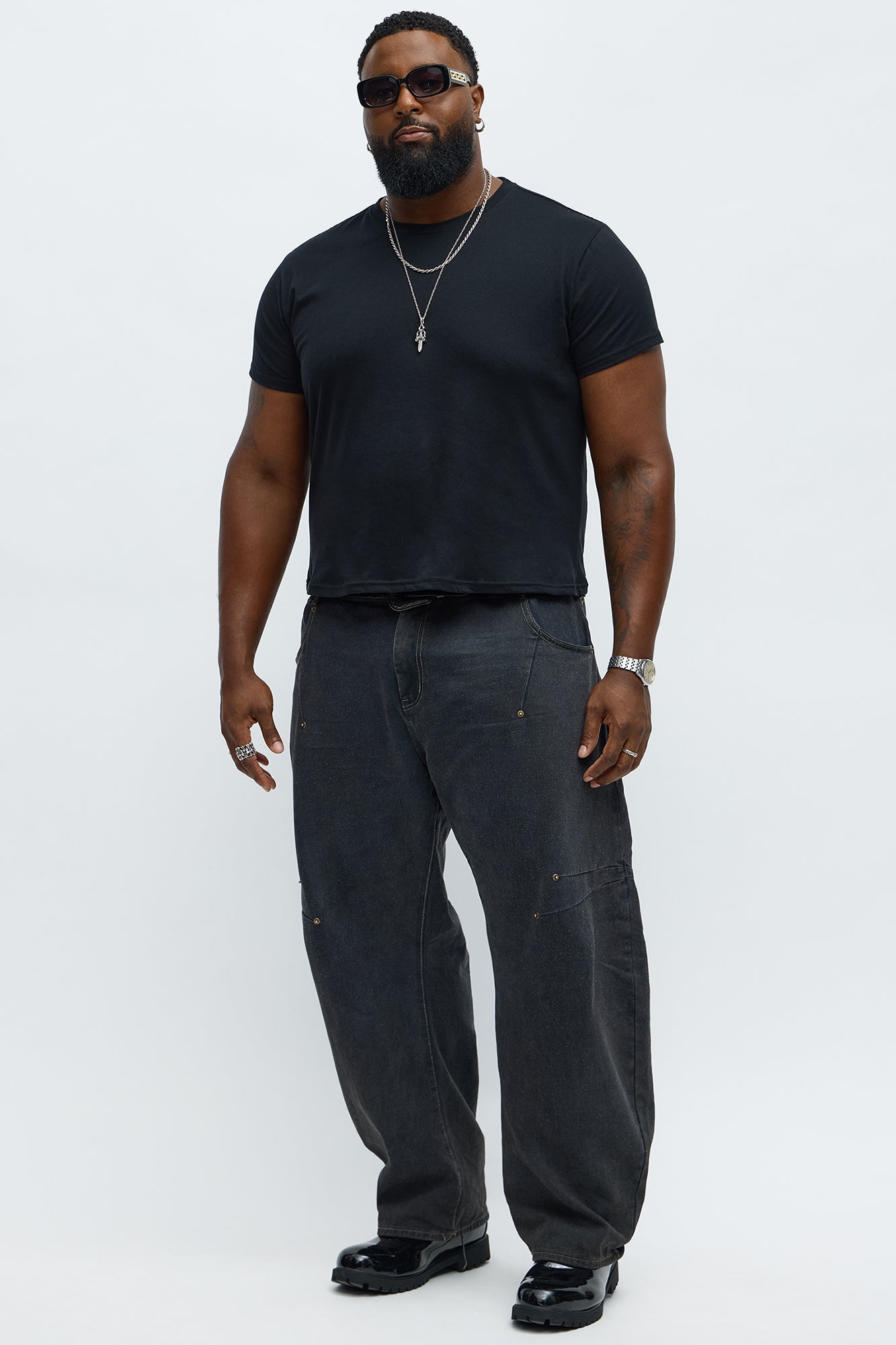 Cropped Crew Baby Tee - Black