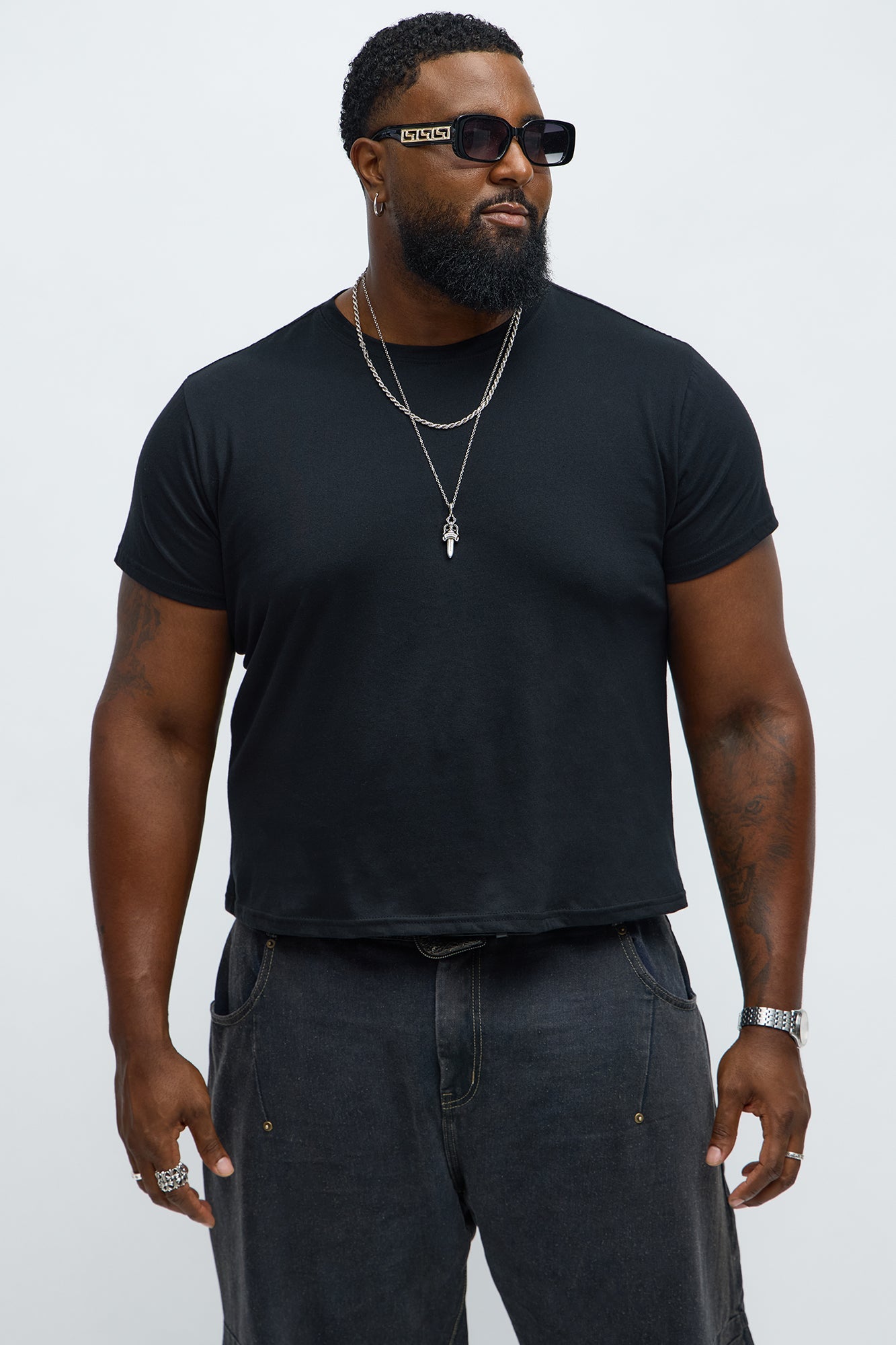 Cropped Crew Baby Tee - Black