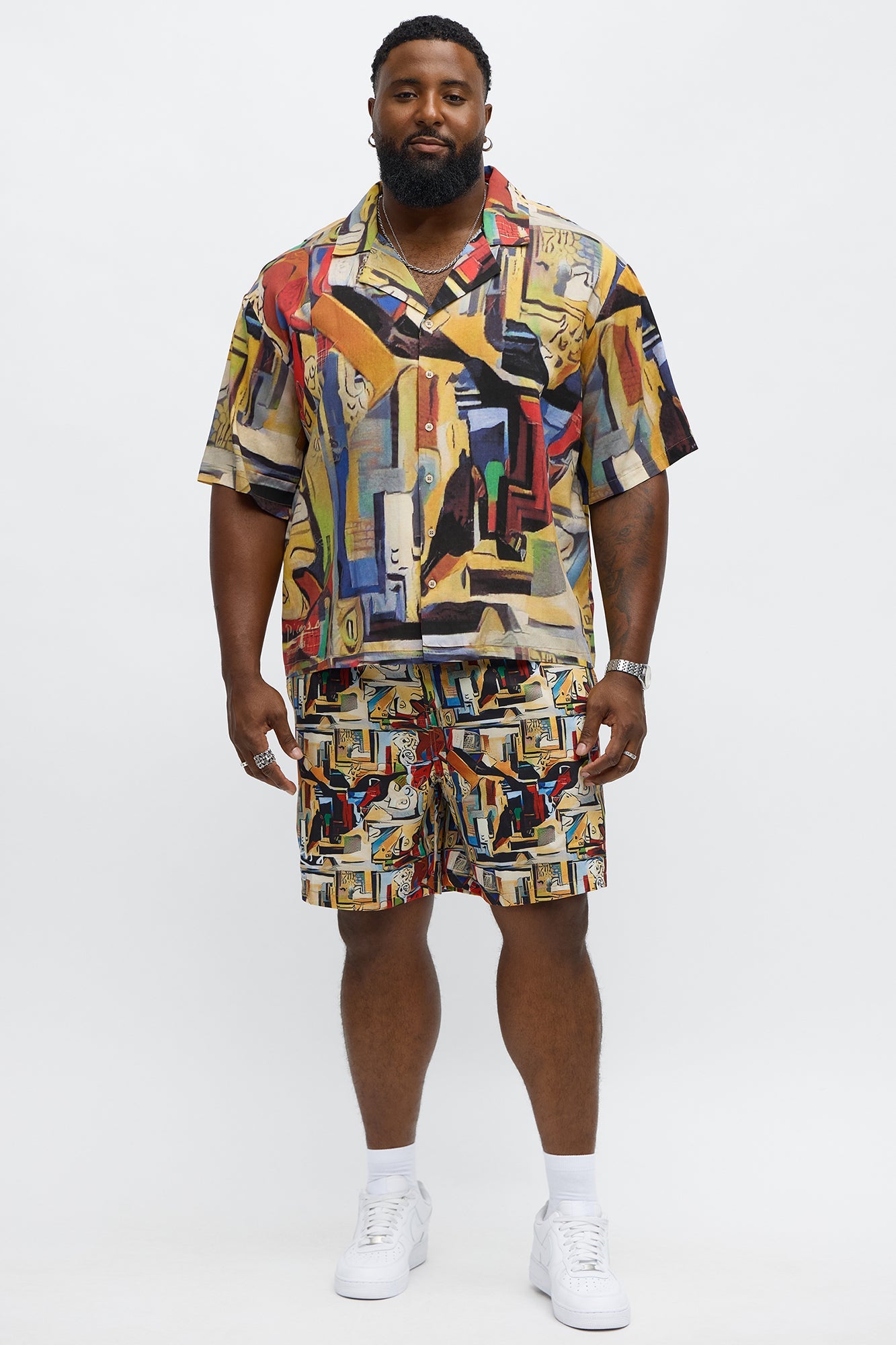 Picasso A La Hummingbird Button Up Shirt - Multi Color