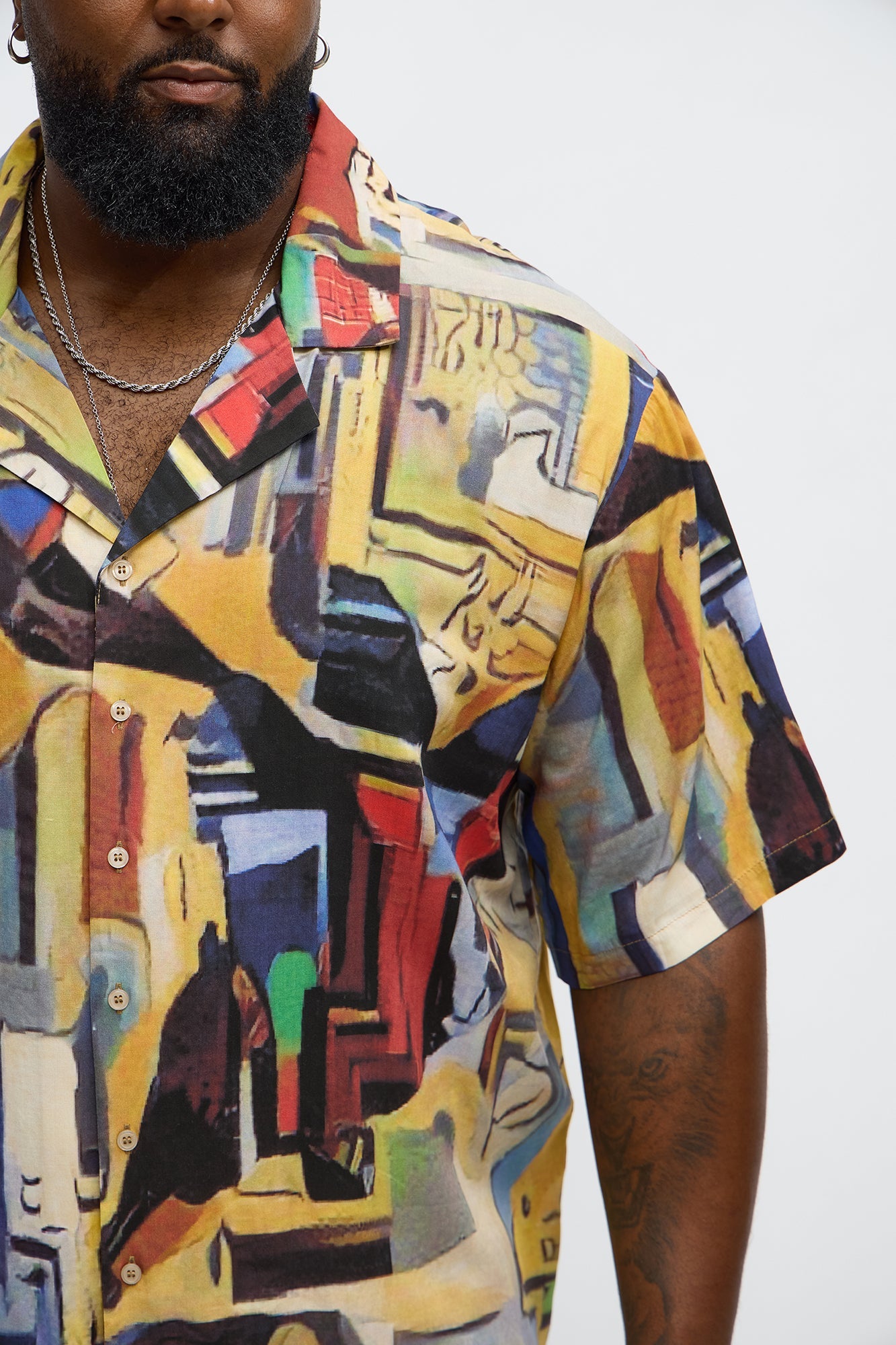 Picasso A La Hummingbird Button Up Shirt - Multi Color