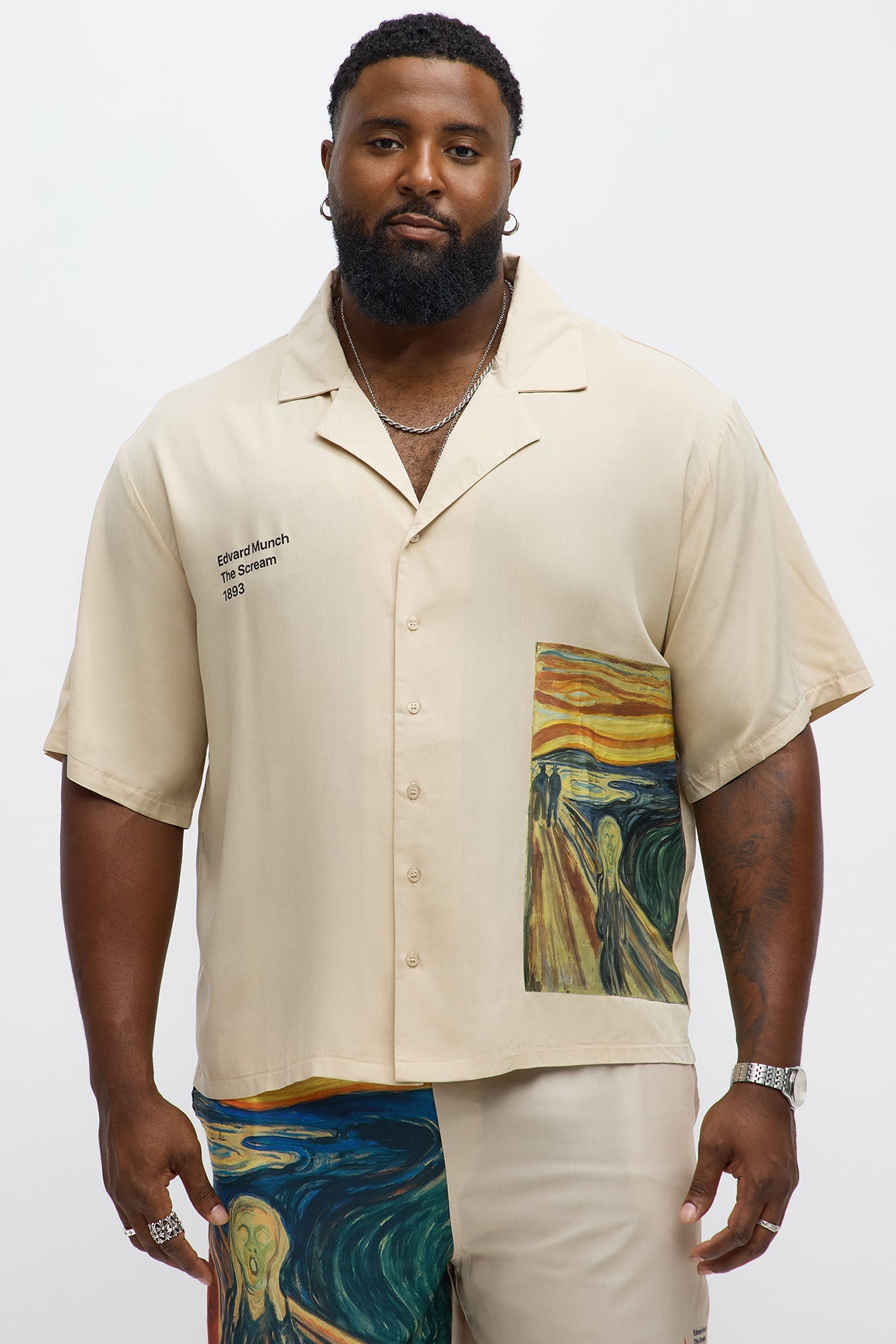 Munch The Scream Button Up Shirt - Tan
