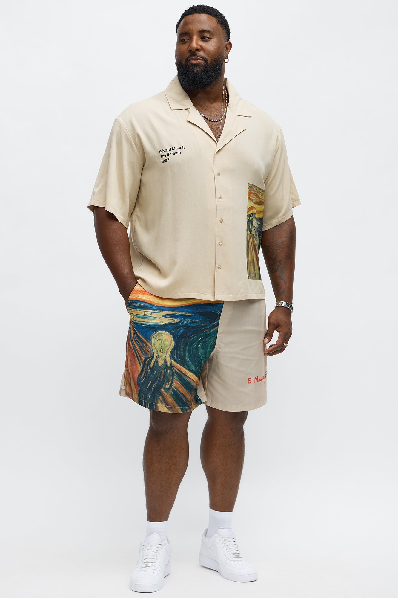 Relaxed Munch The Scream Shorts - Tan