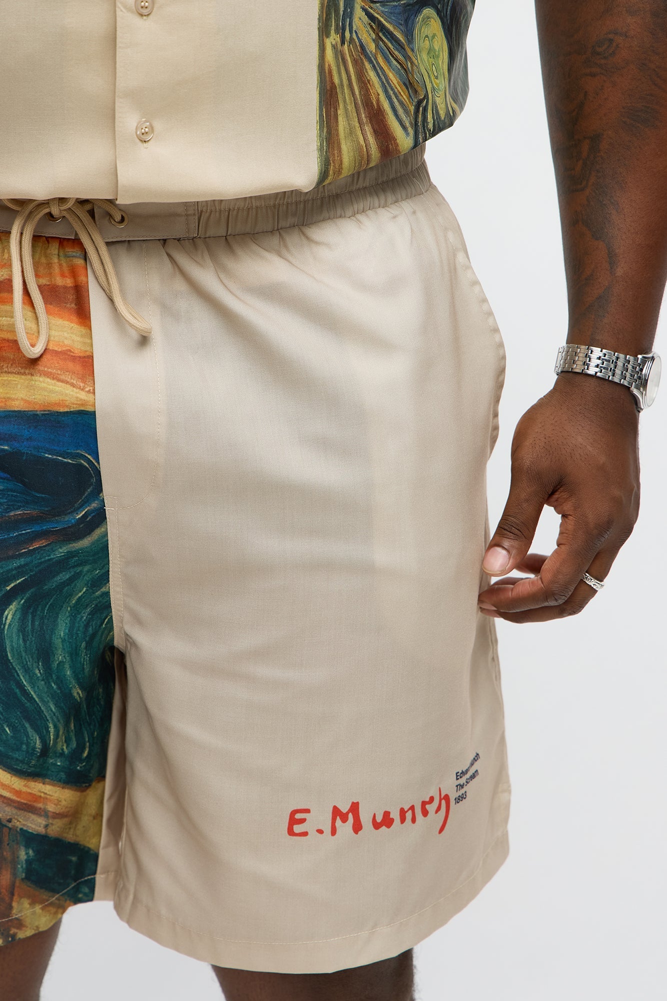 Relaxed Munch The Scream Shorts - Tan