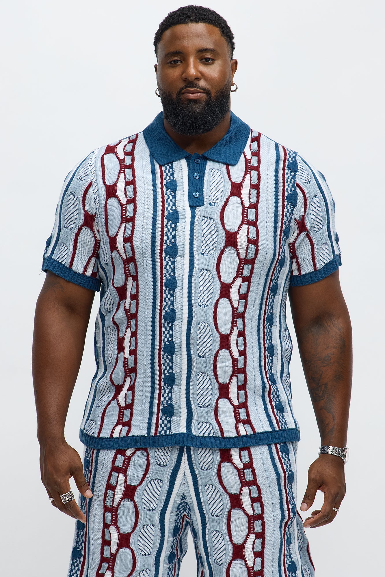 Wakka Multi Color Knit Polo - Teal/combo