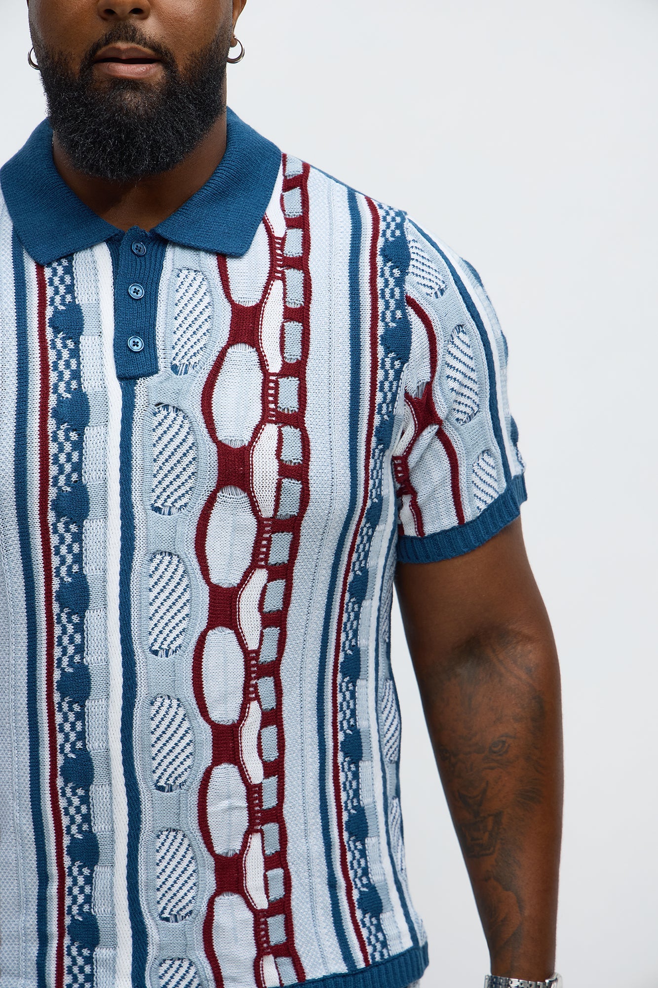 Wakka Multi Color Knit Polo - Teal/combo