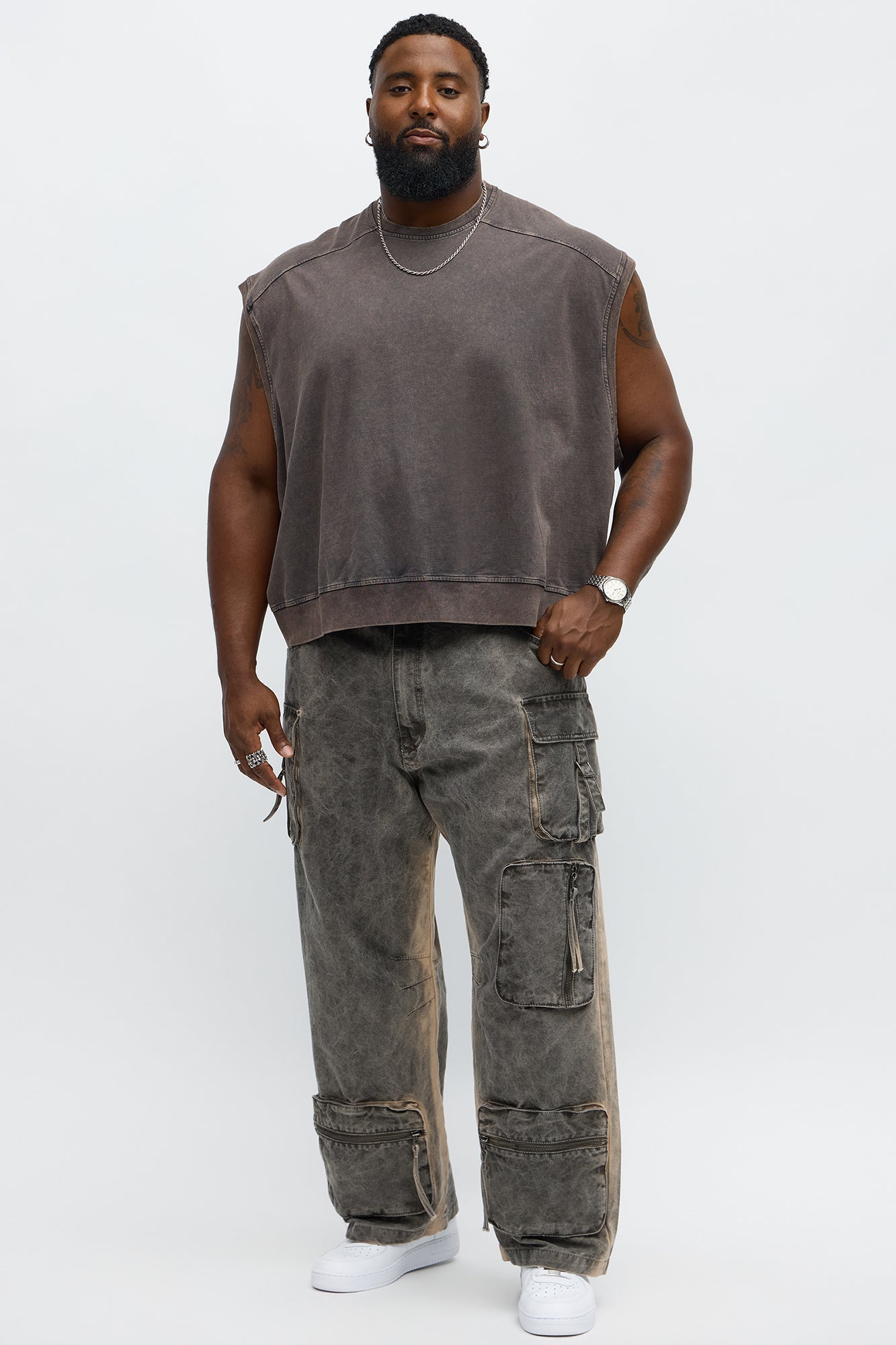 Boxy Washed Up Muscle Tee - Dark Grey