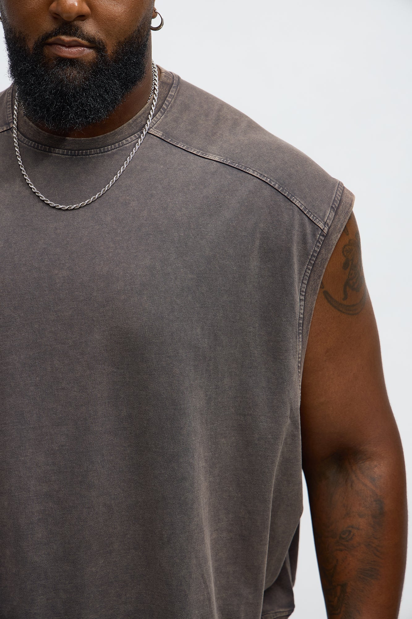 Boxy Washed Up Muscle Tee - Dark Grey