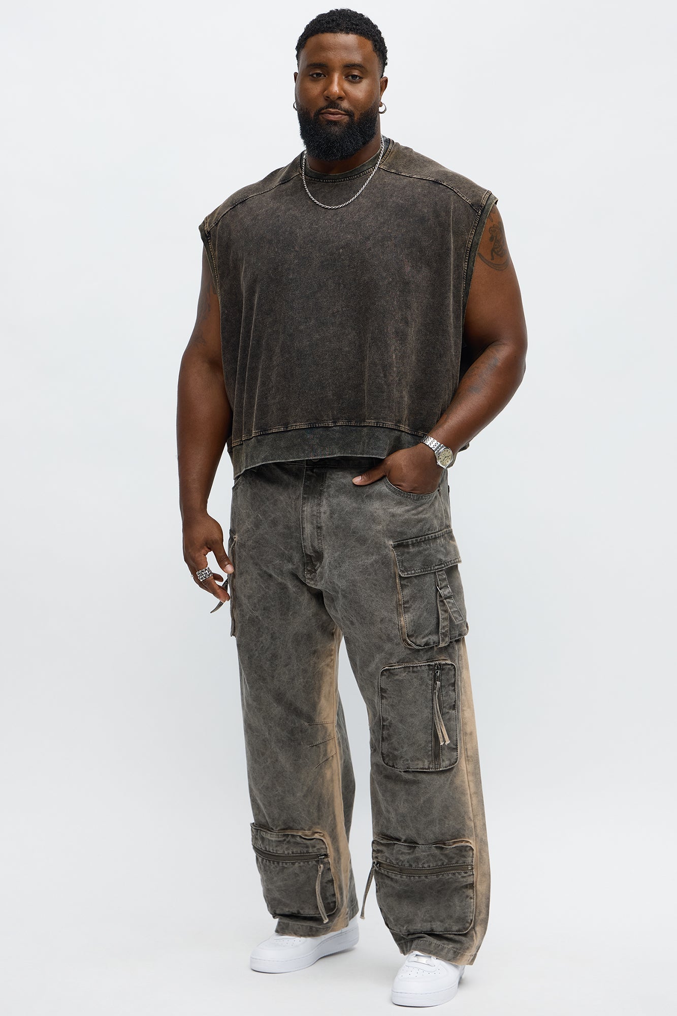 Boxy Washed Up Muscle Tee - Black