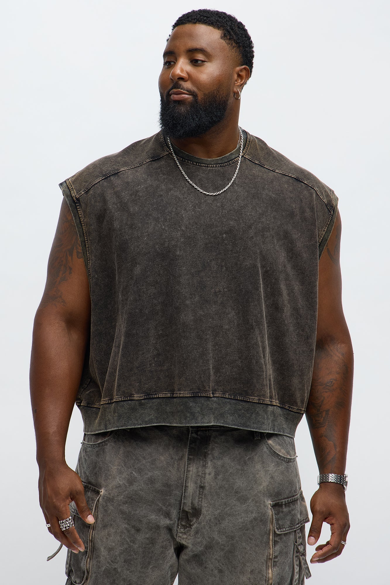 Boxy Washed Up Muscle Tee - Black