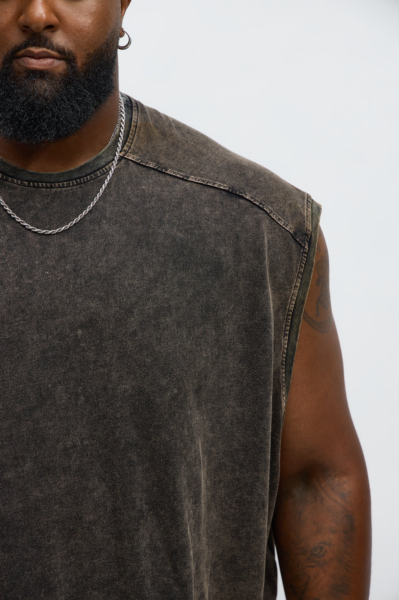 Boxy Washed Up Muscle Tee - Black