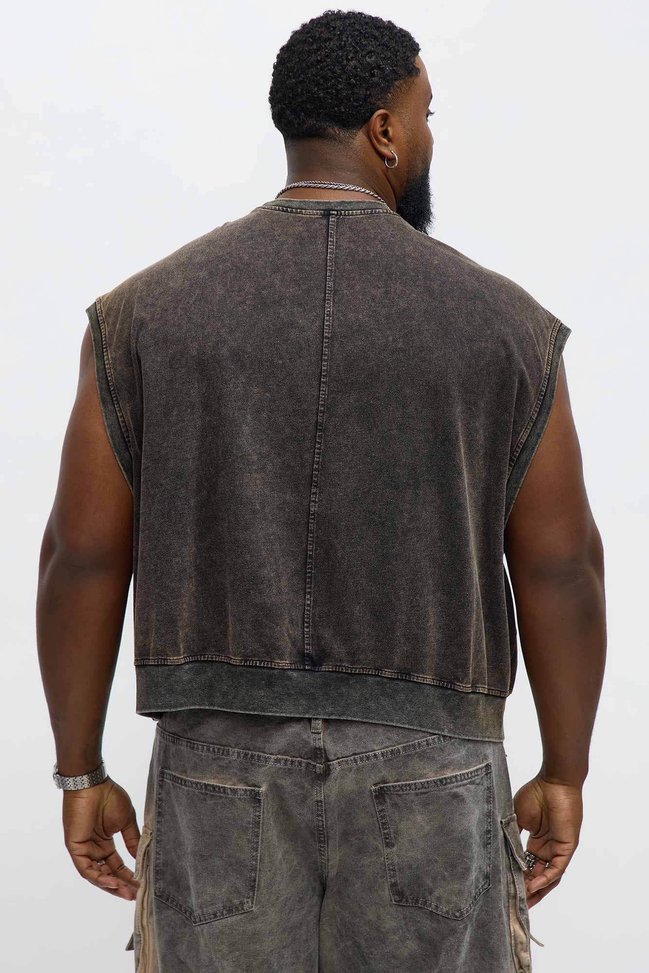 Boxy Washed Up Muscle Tee - Black