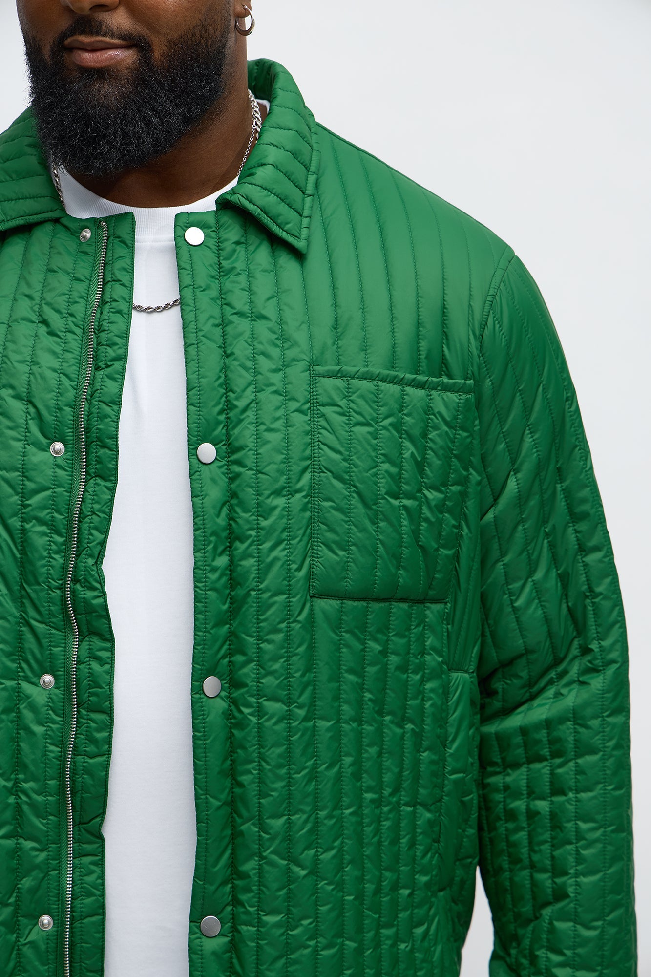 Warren Quilted Nylon Jacket - Green