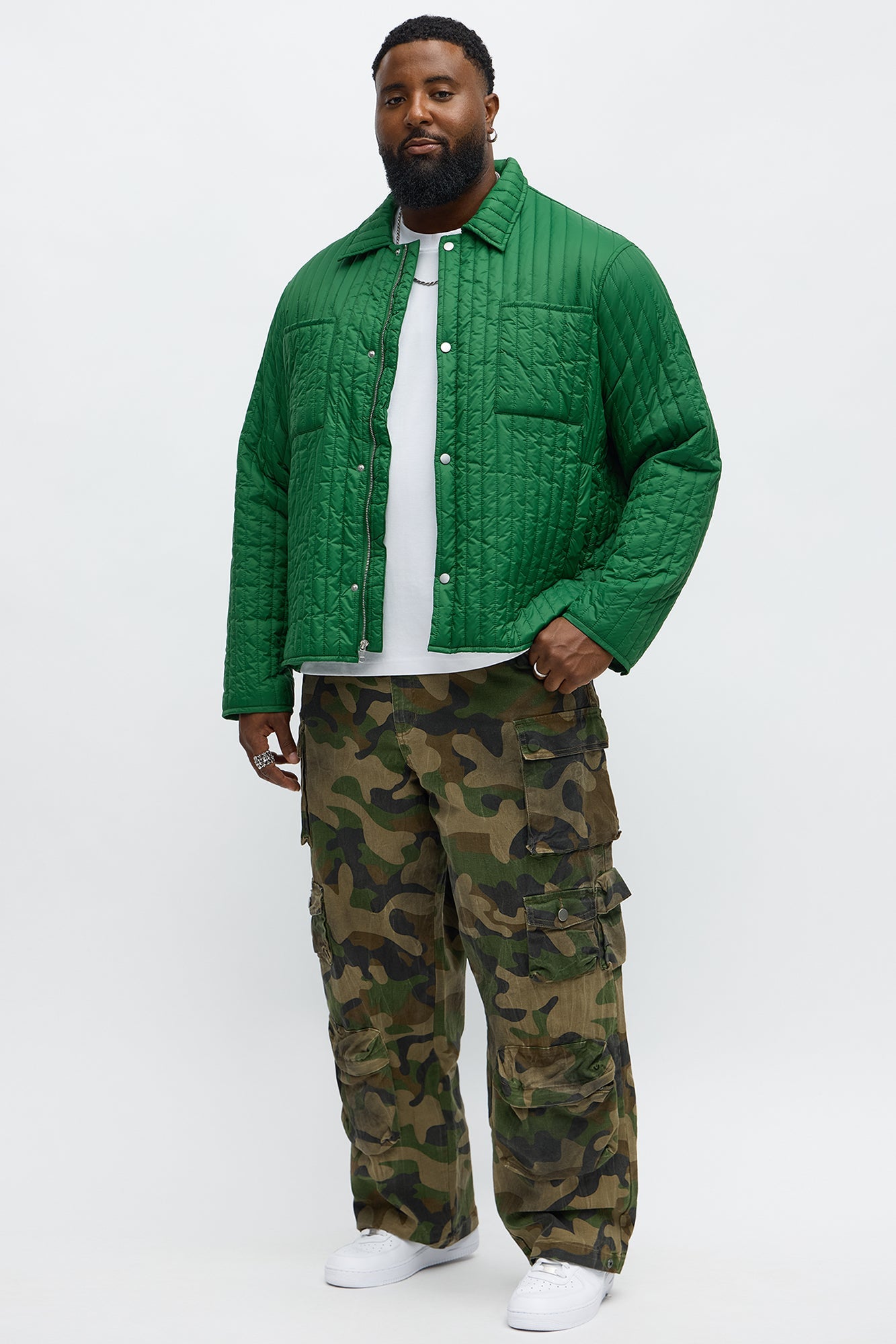 Warren Quilted Nylon Jacket - Green