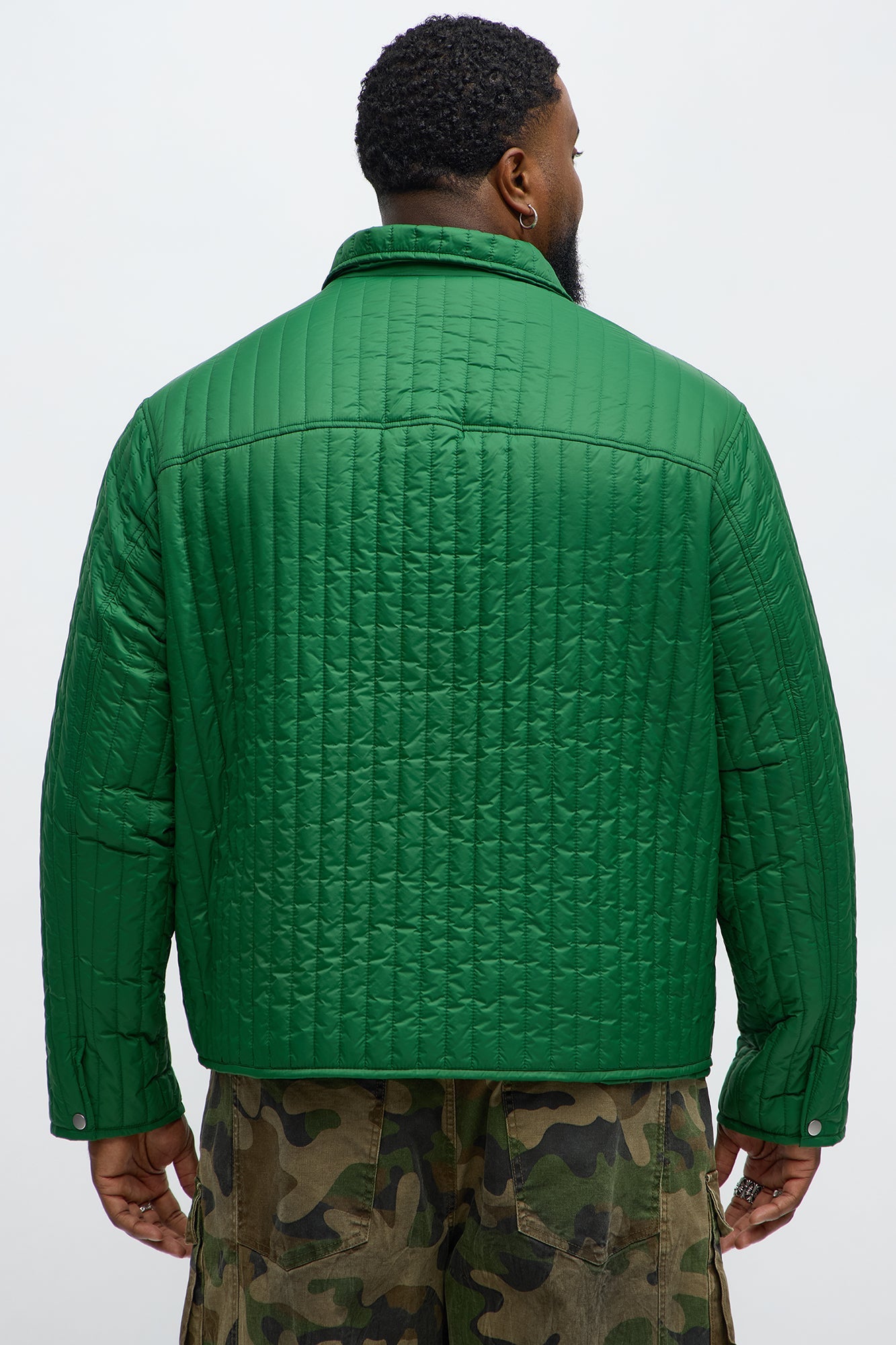 Warren Quilted Nylon Jacket - Green
