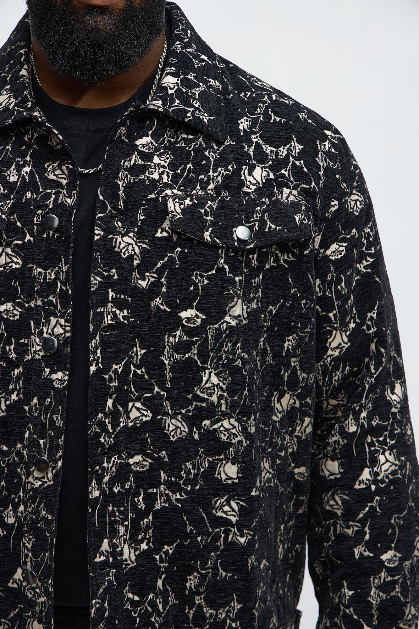Wild Rose Tapestry Trucker Jacket - Black/combo