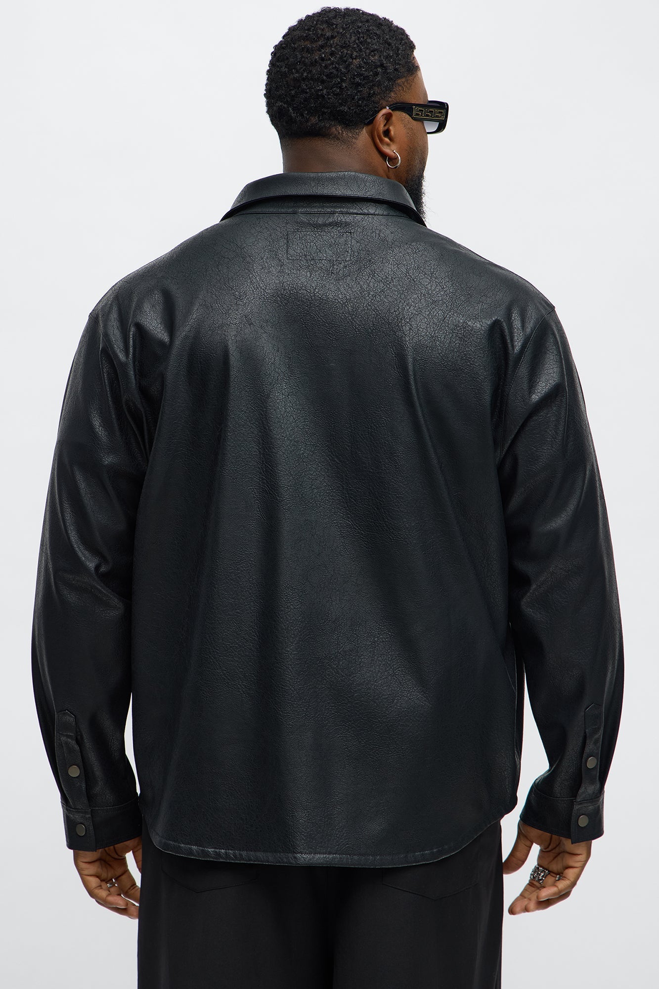 Luxury Living Faux Leather Overshirt - Black
