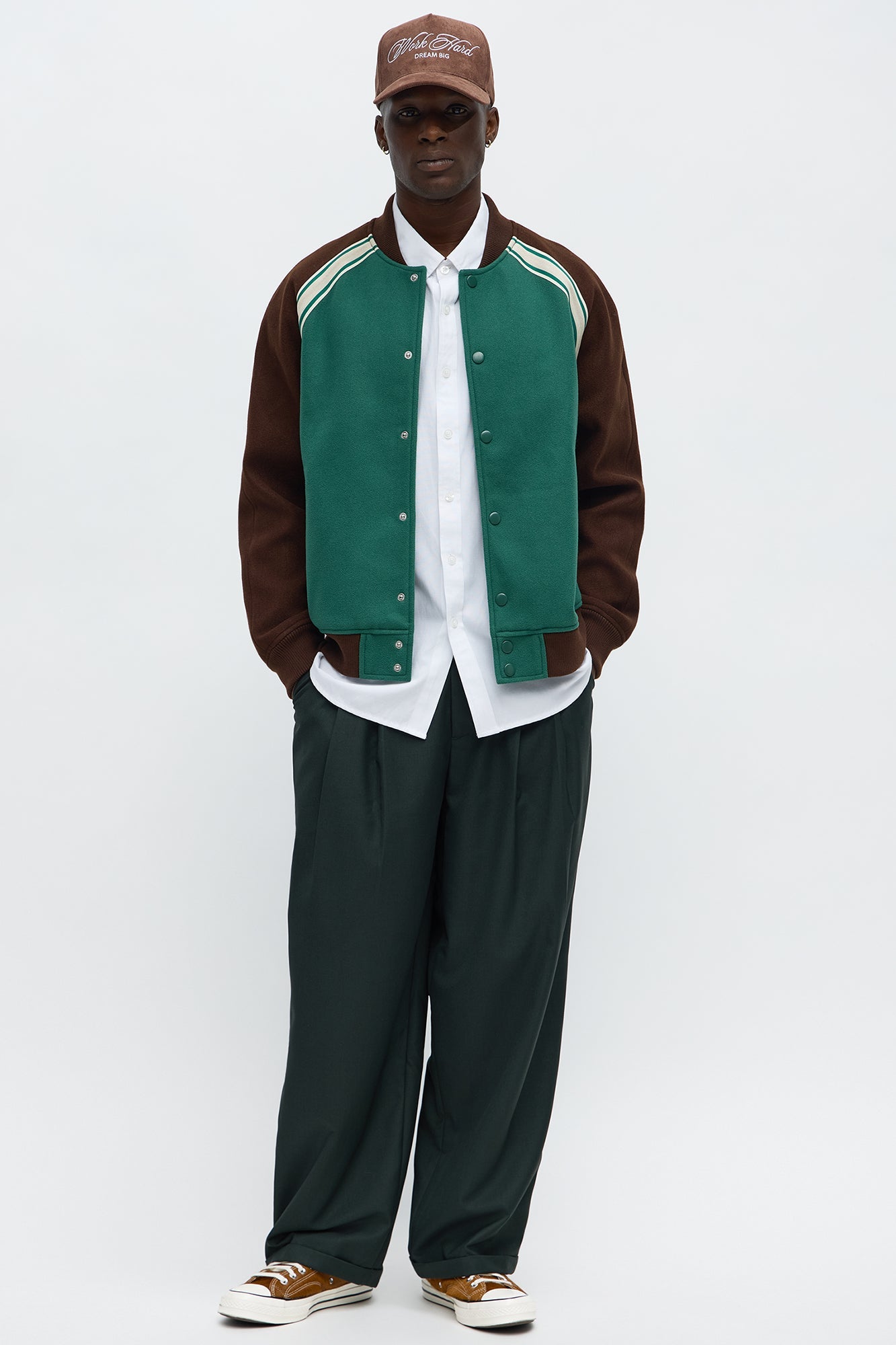 Raglan Track Varsity Jacket - Green
