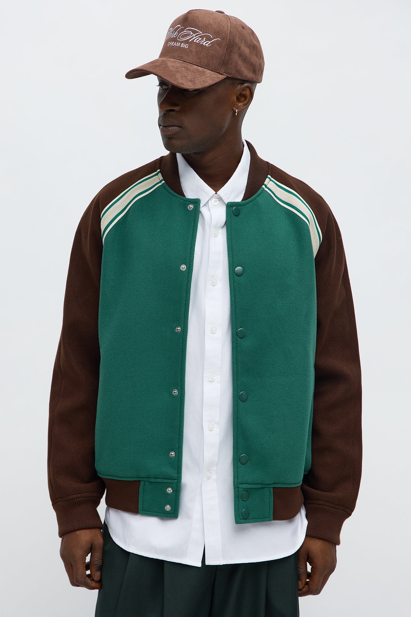 Raglan Track Varsity Jacket - Green