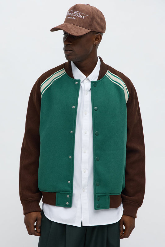 Raglan Track Varsity Jacket - Green