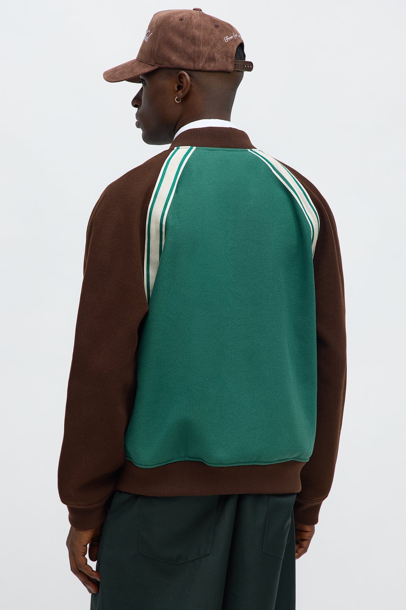 Raglan Track Varsity Jacket - Green