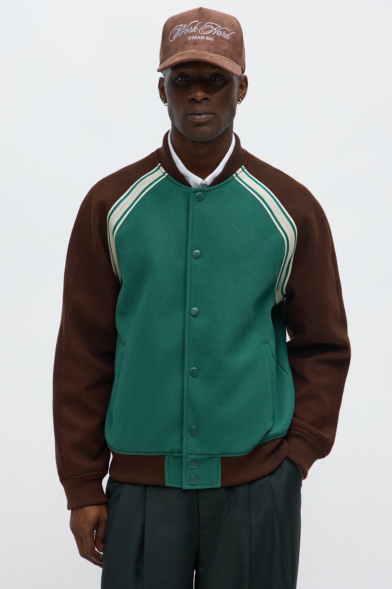 Raglan Track Varsity Jacket - Green