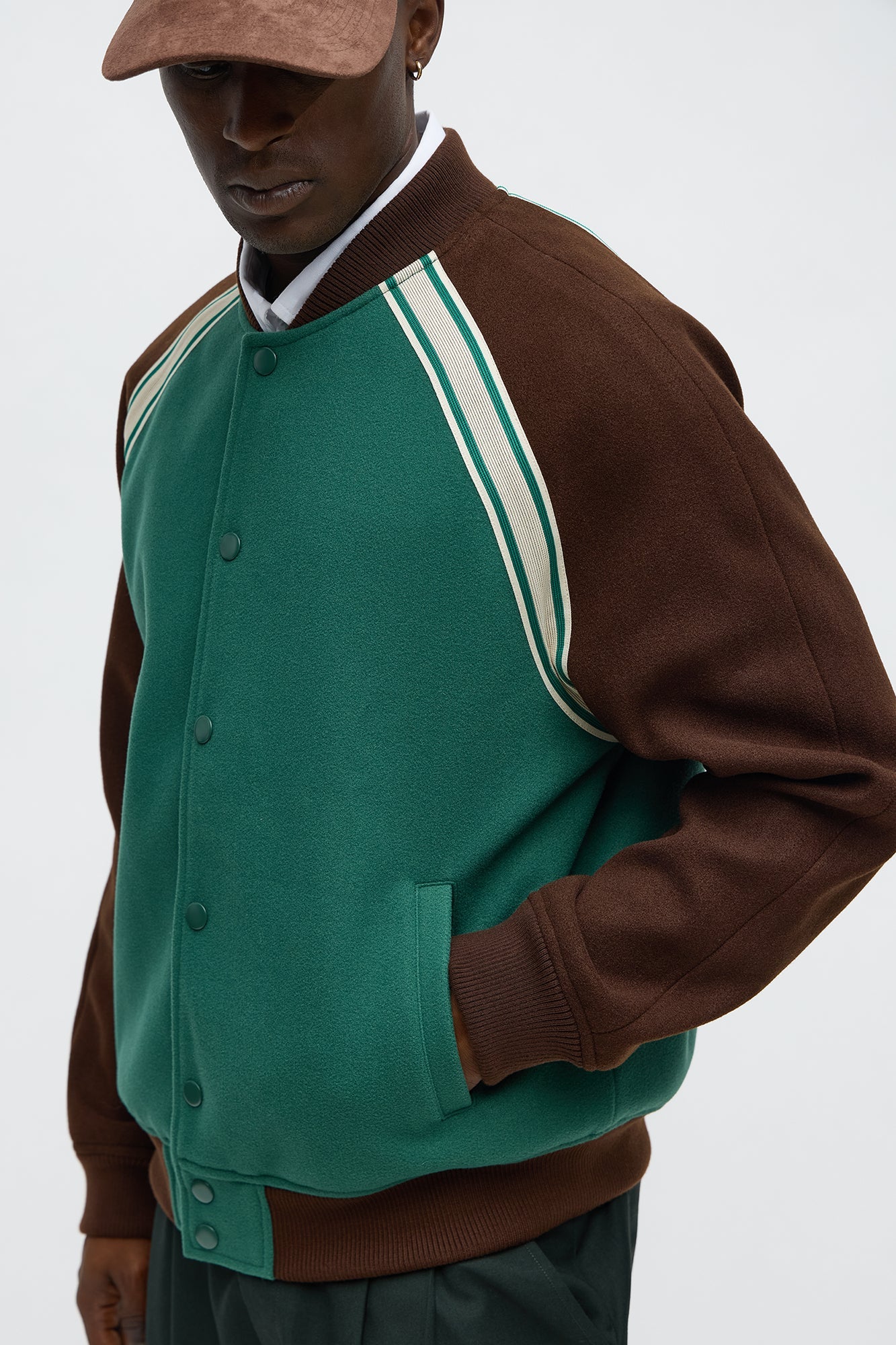 Raglan Track Varsity Jacket - Green