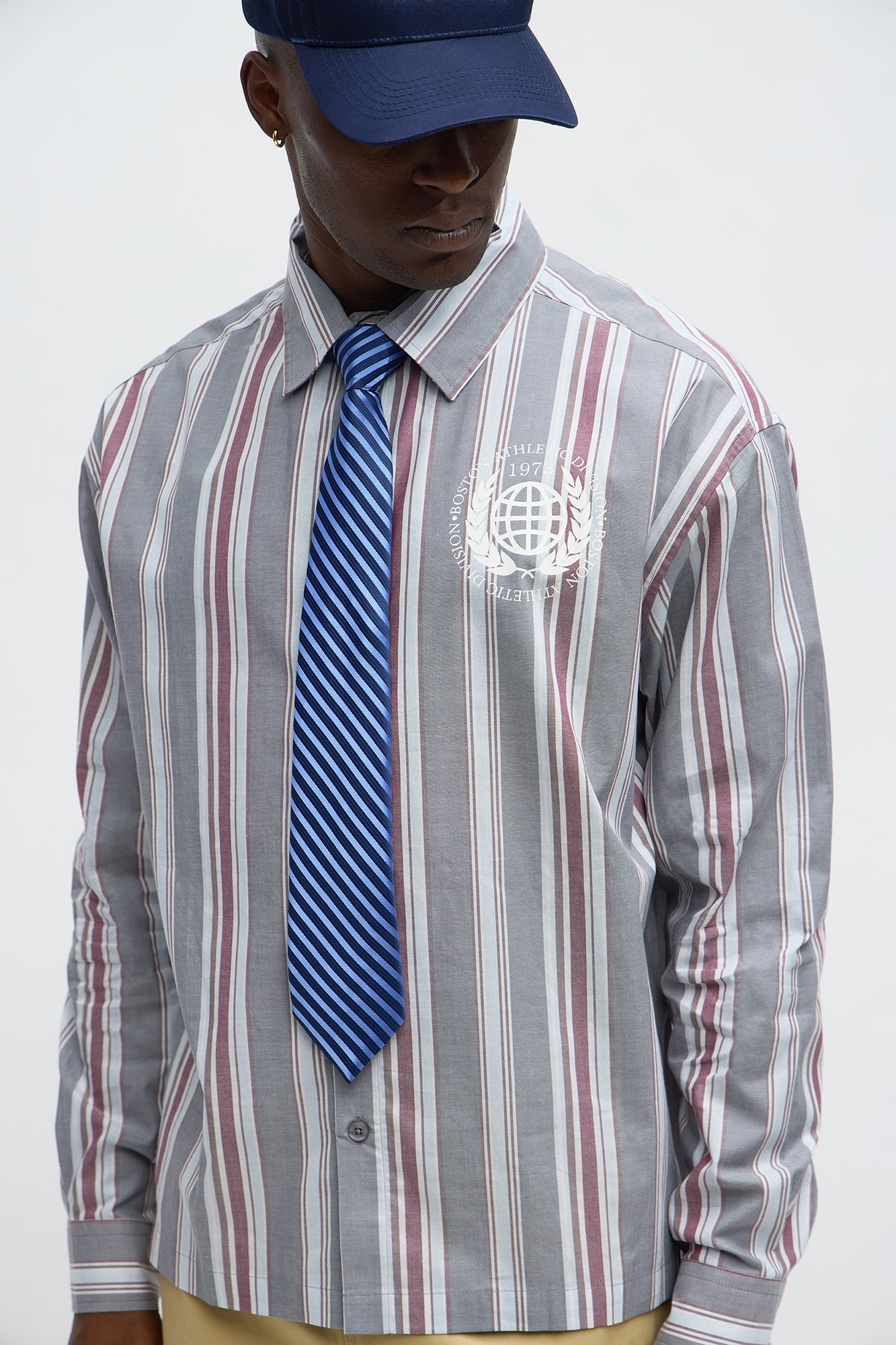 Athletic Division Long Sleeve Shirt With Tie - Grey/combo