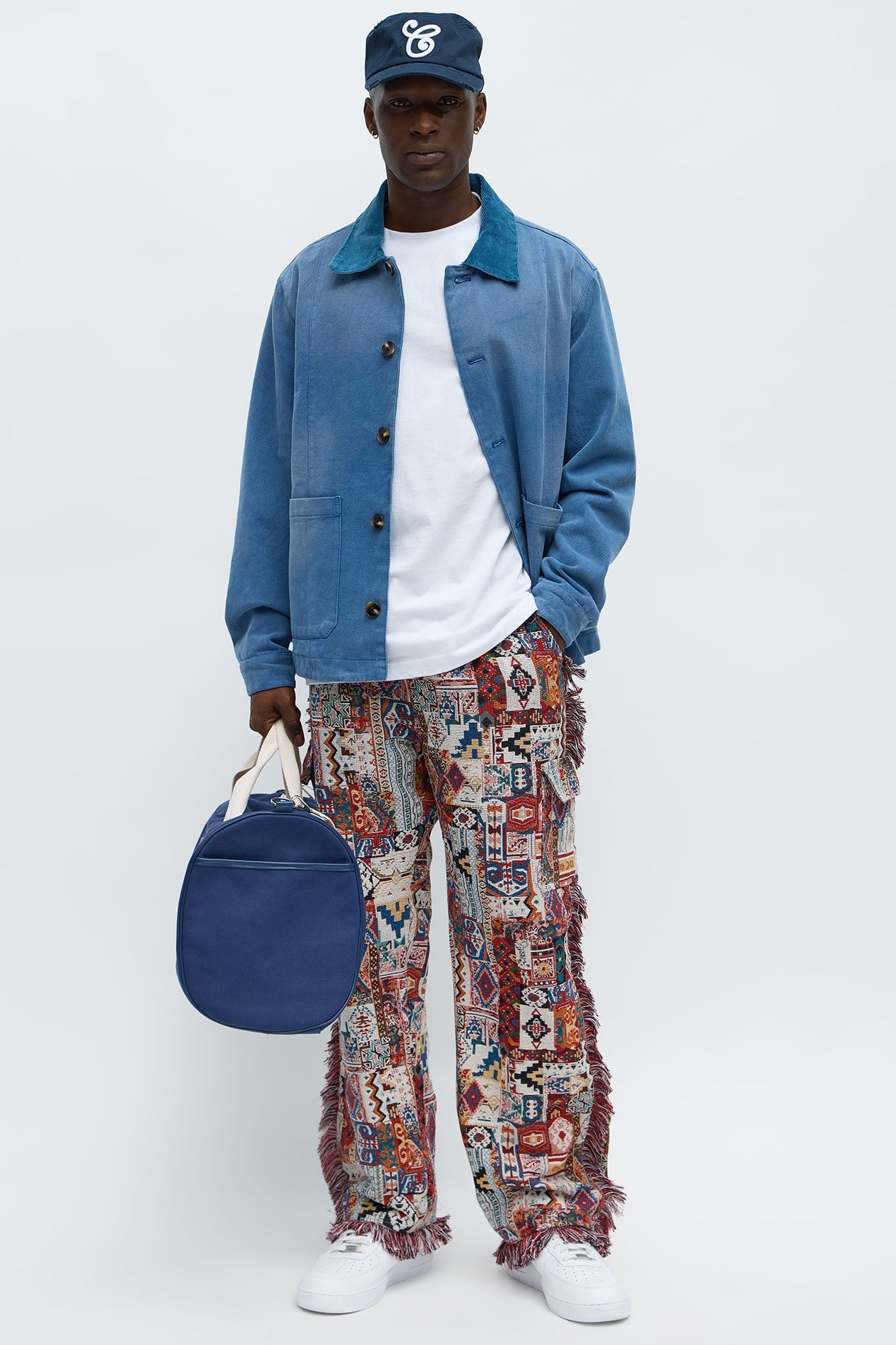 Elevated Collar Work Jacket - Blue