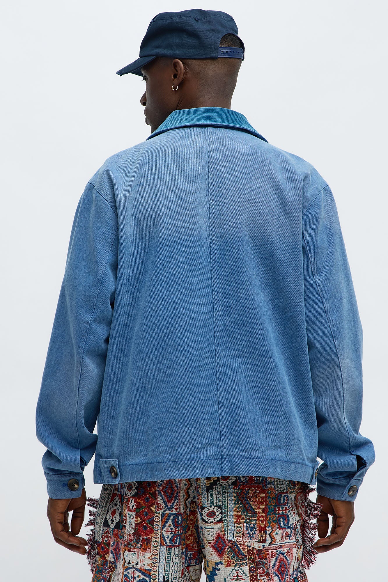 Elevated Collar Work Jacket - Blue