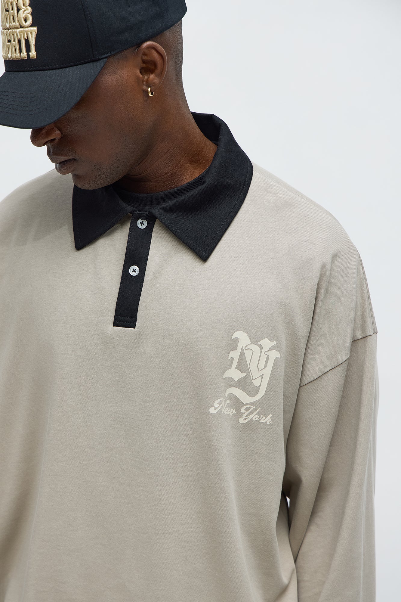 NY Pearl Long Sleeve Polo - Tan