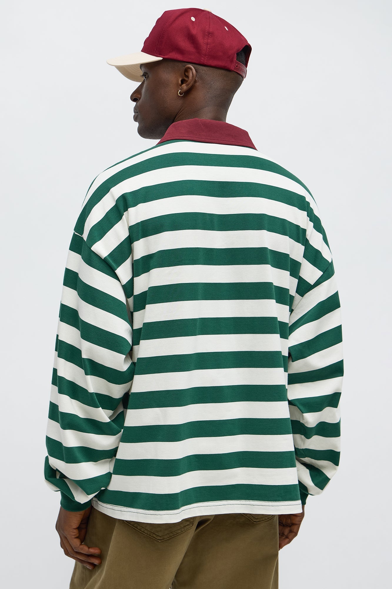 Saints Striped Long Sleeve Rugby Polo - Green/combo