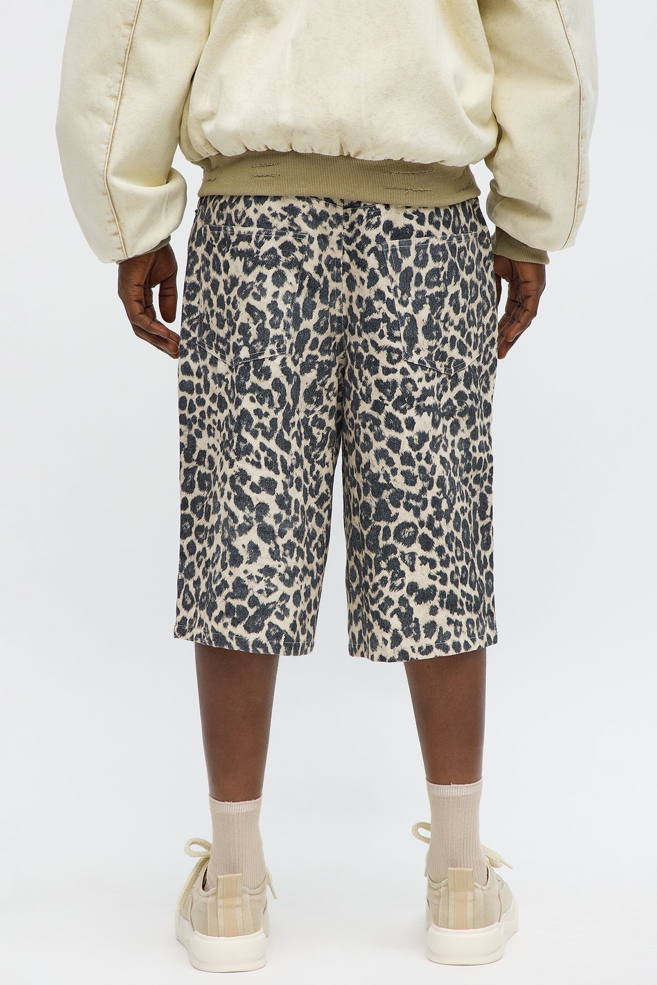 Baggy Sinner Leopard Denim Short - Brown/combo