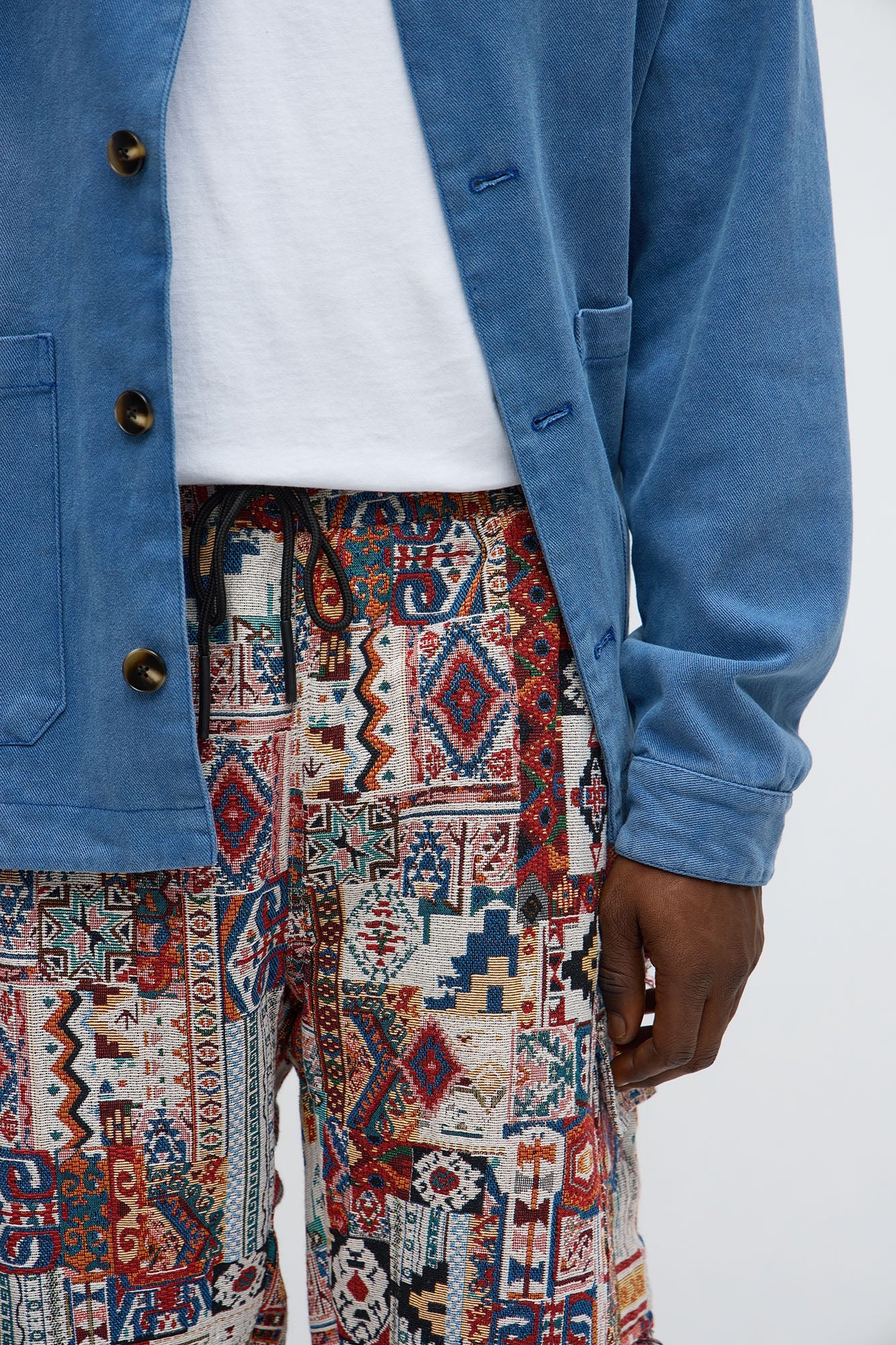 Slim Flare Aztec Tapestry Cargo Pants - Multi Color