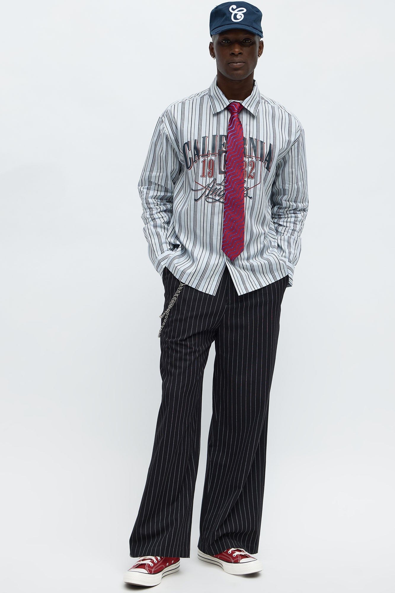 California 1932 Long Sleeve Shirt With Tie - Blue/combo