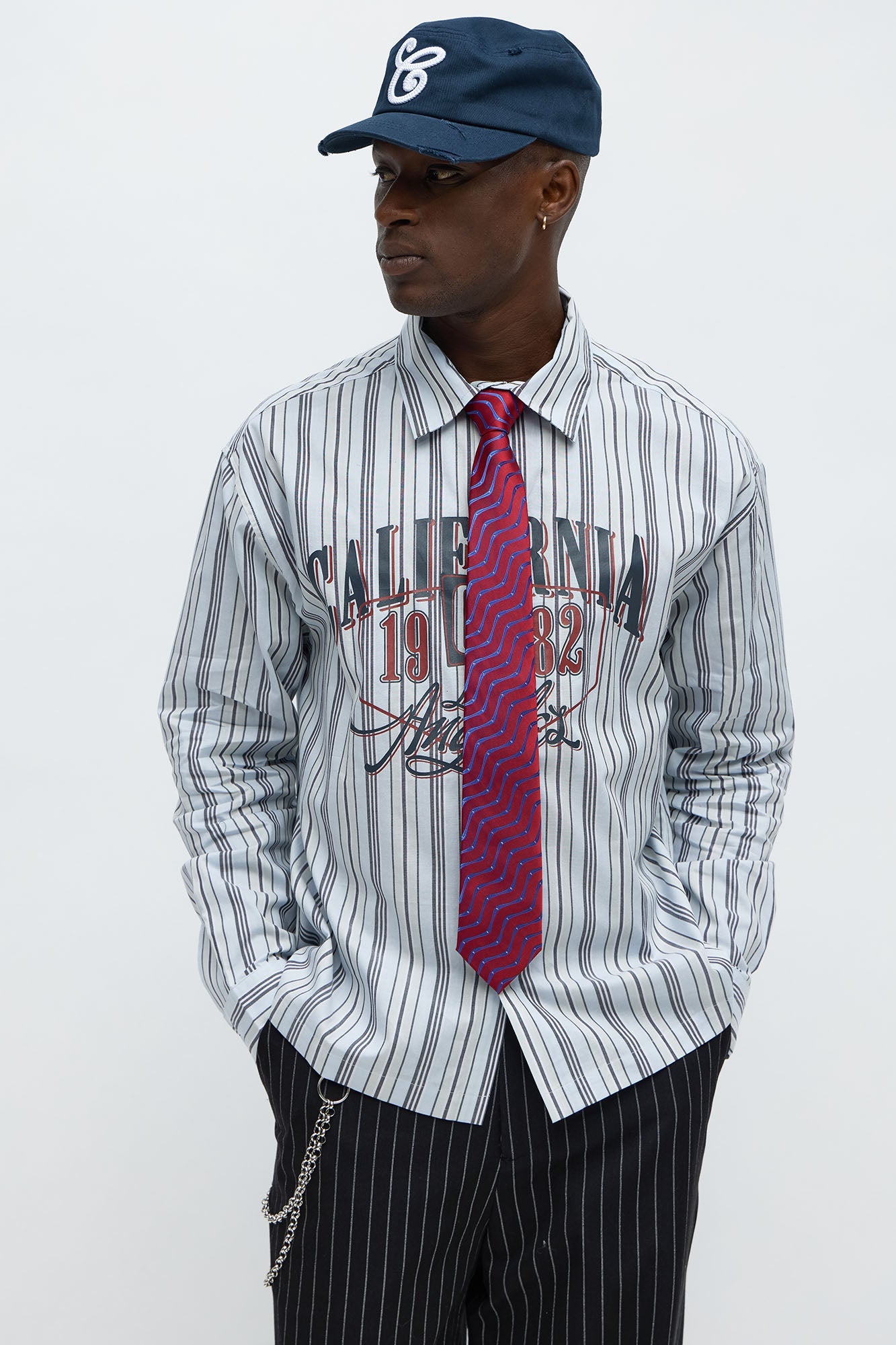 California 1932 Long Sleeve Shirt With Tie - Blue/combo