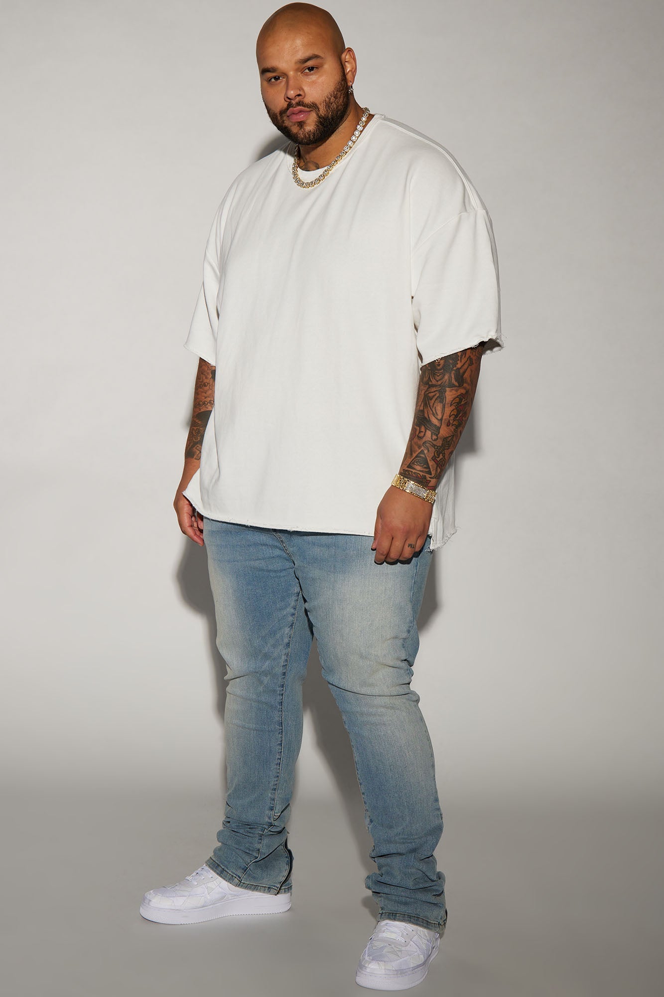 Drop Top Back Zip Stacked Skinny Jeans - Vintage Wash