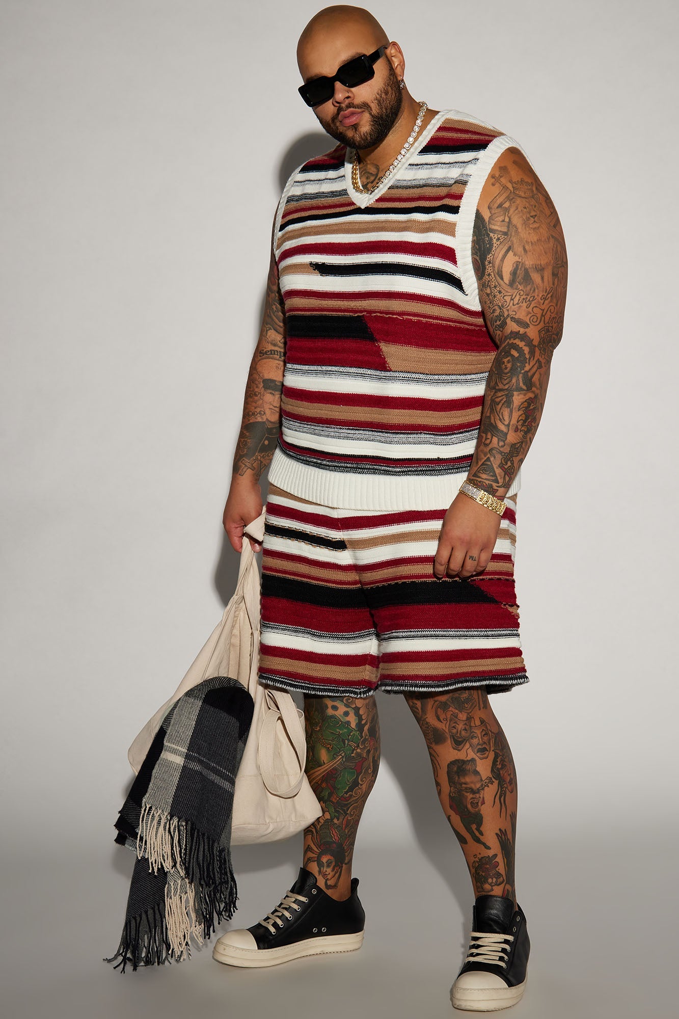 Striped Sweater Vest - Red/combo