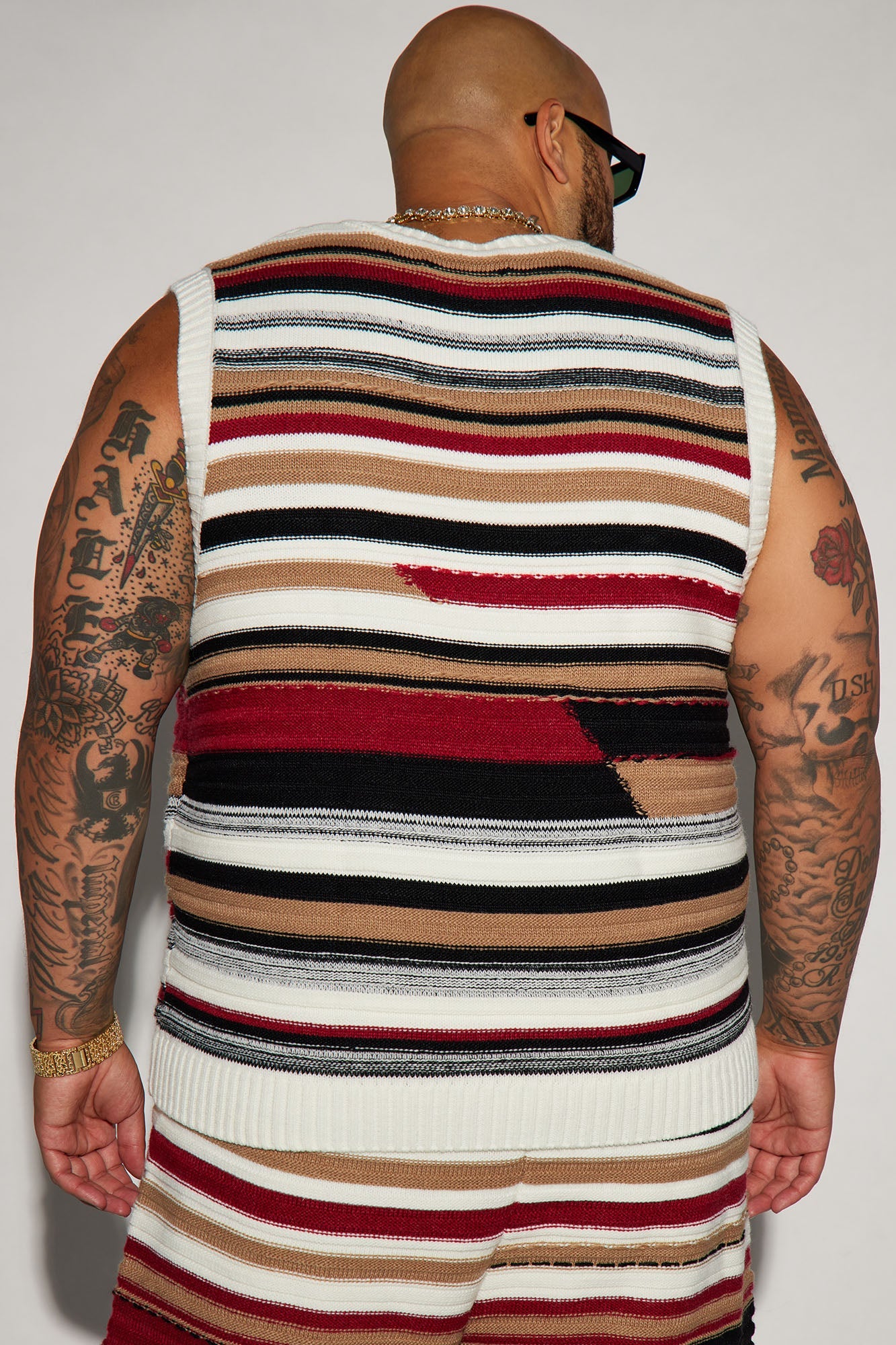Striped Sweater Vest - Red/combo