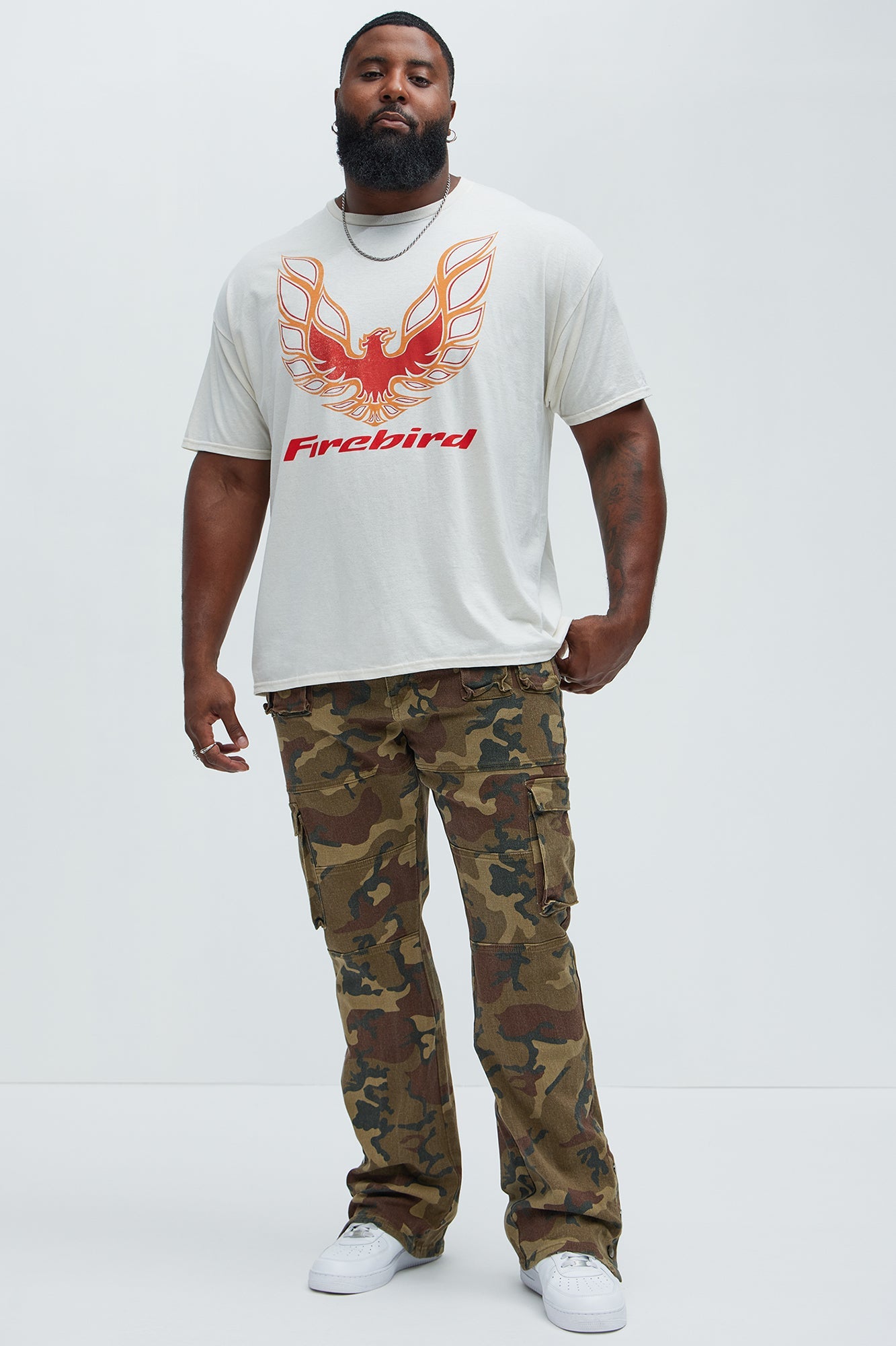 Snap At It Cargo Stacked Skinny Flare Pants - Camouflage