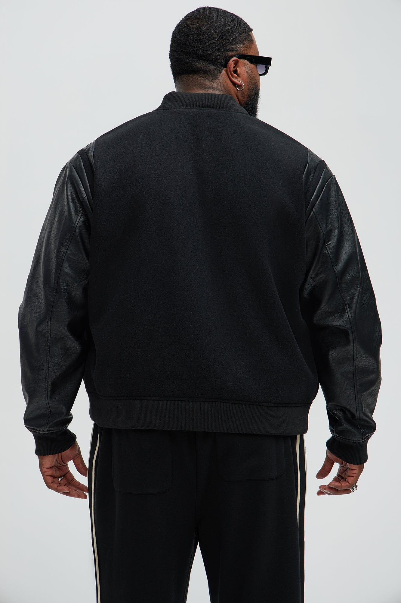 Shoulder Varsity Jacket - Black/Black