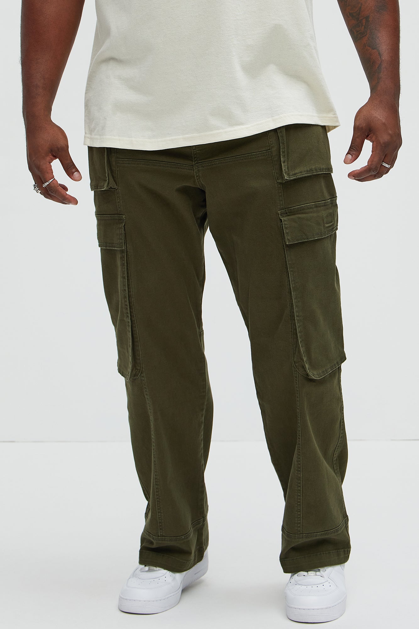 Psyche Straight Cargo Jeans - Olive