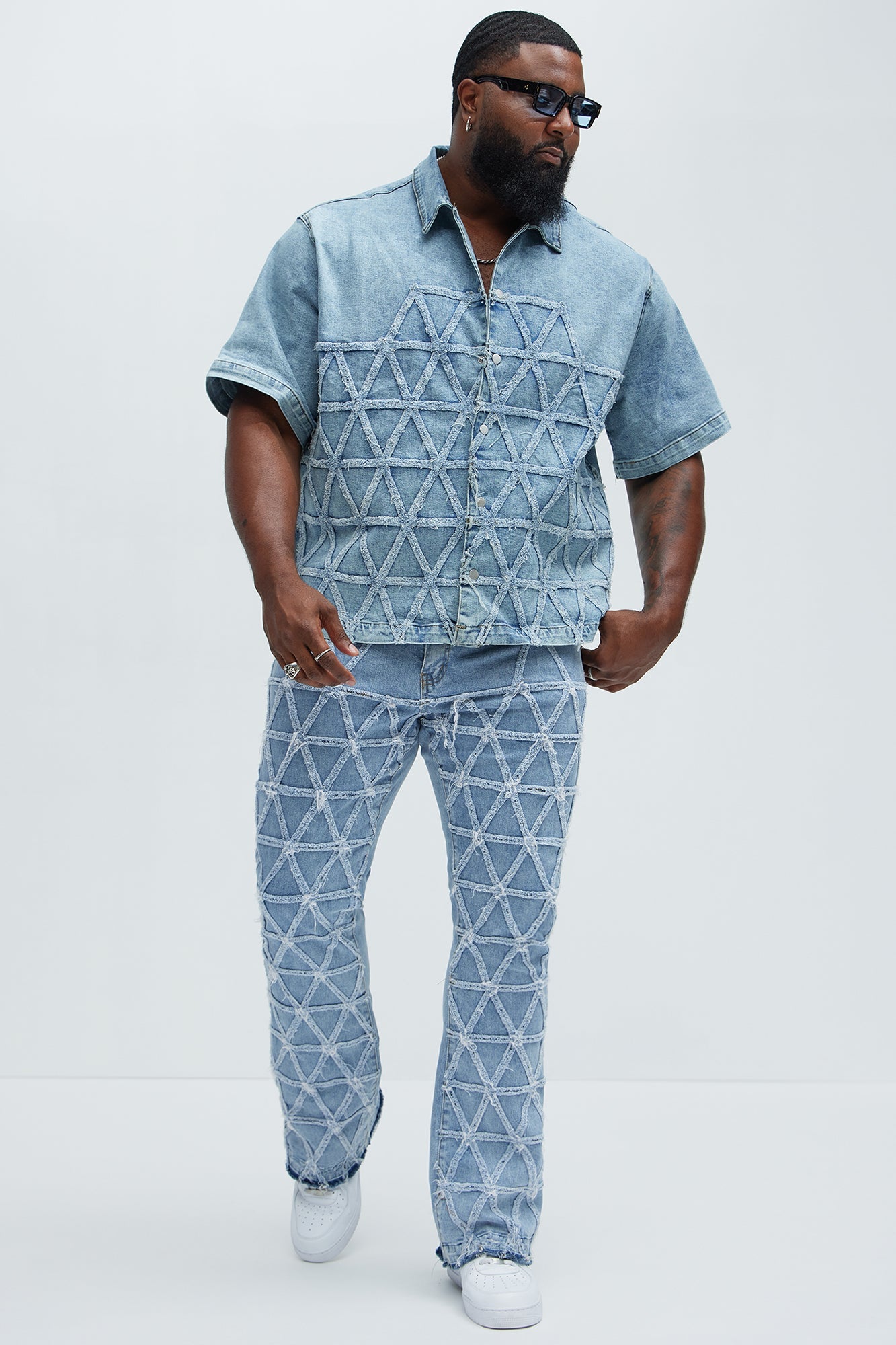 Interstellar Stacked Slim Flare Jeans - Light Blue Wash