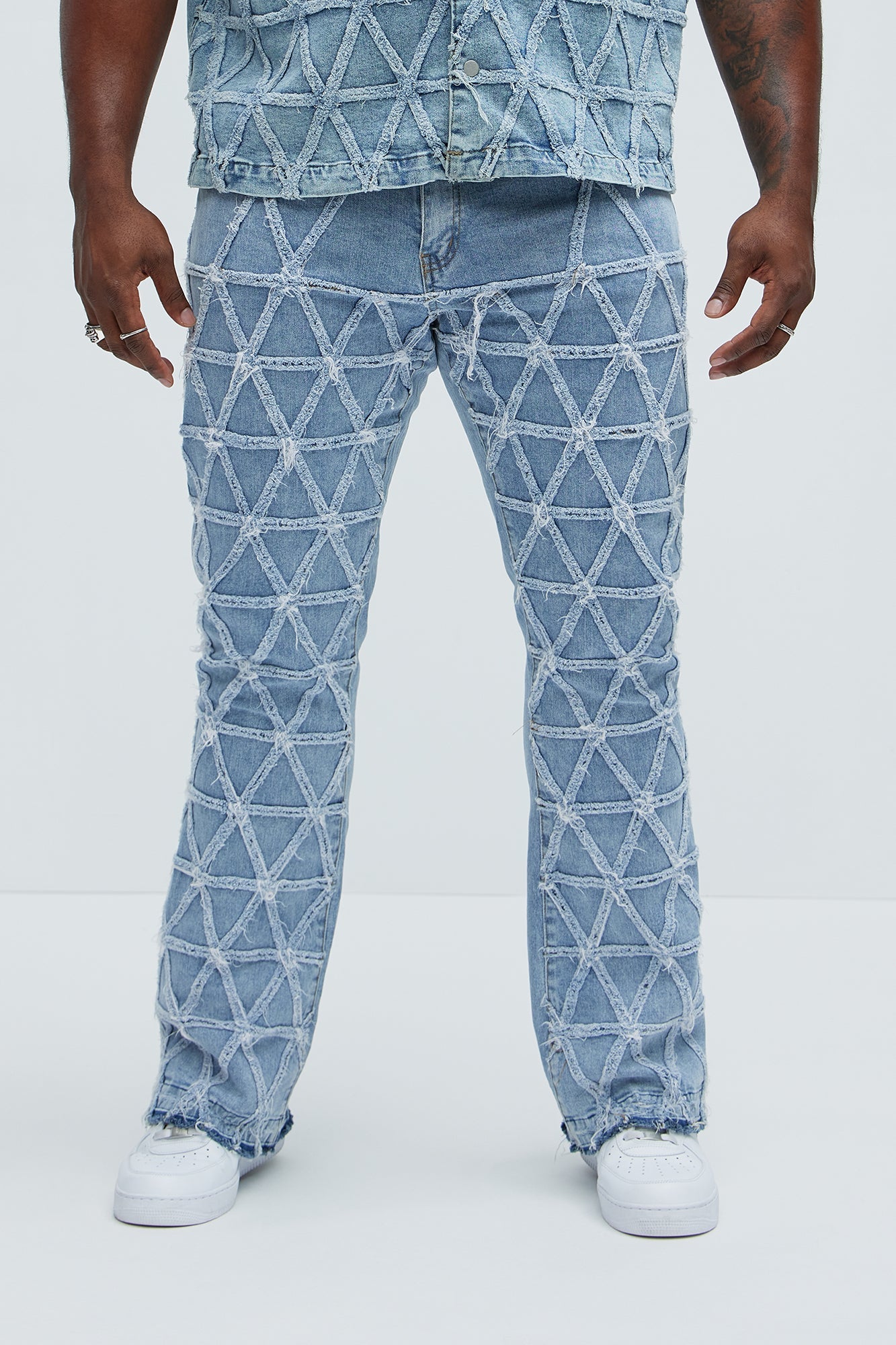 Interstellar Stacked Slim Flare Jeans - Light Blue Wash
