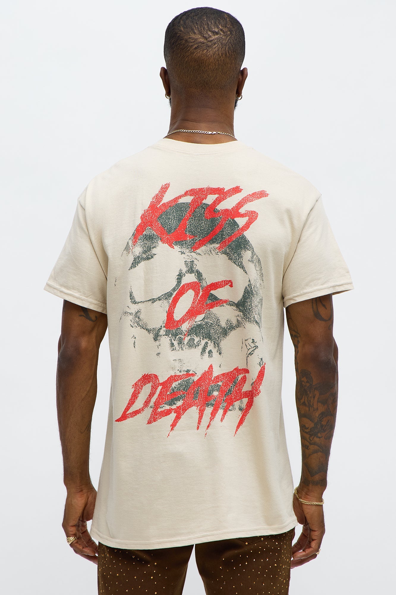 Beware Kiss Of Death Short Sleeve Tee - Tan