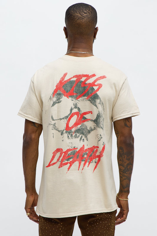 Beware Kiss Of Death Short Sleeve Tee - Tan