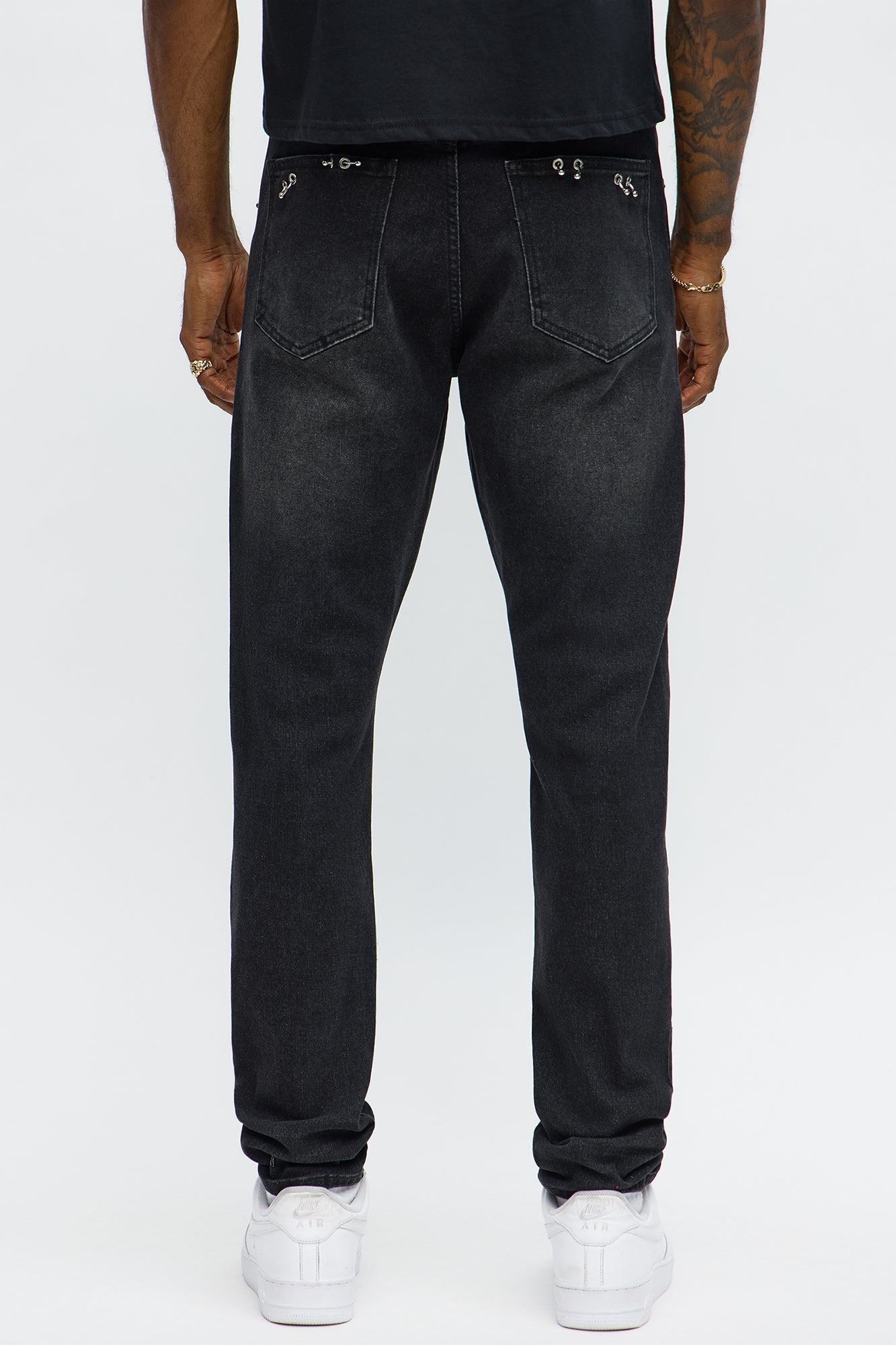 Skinny Pierced Distressed Jean - Black Wash