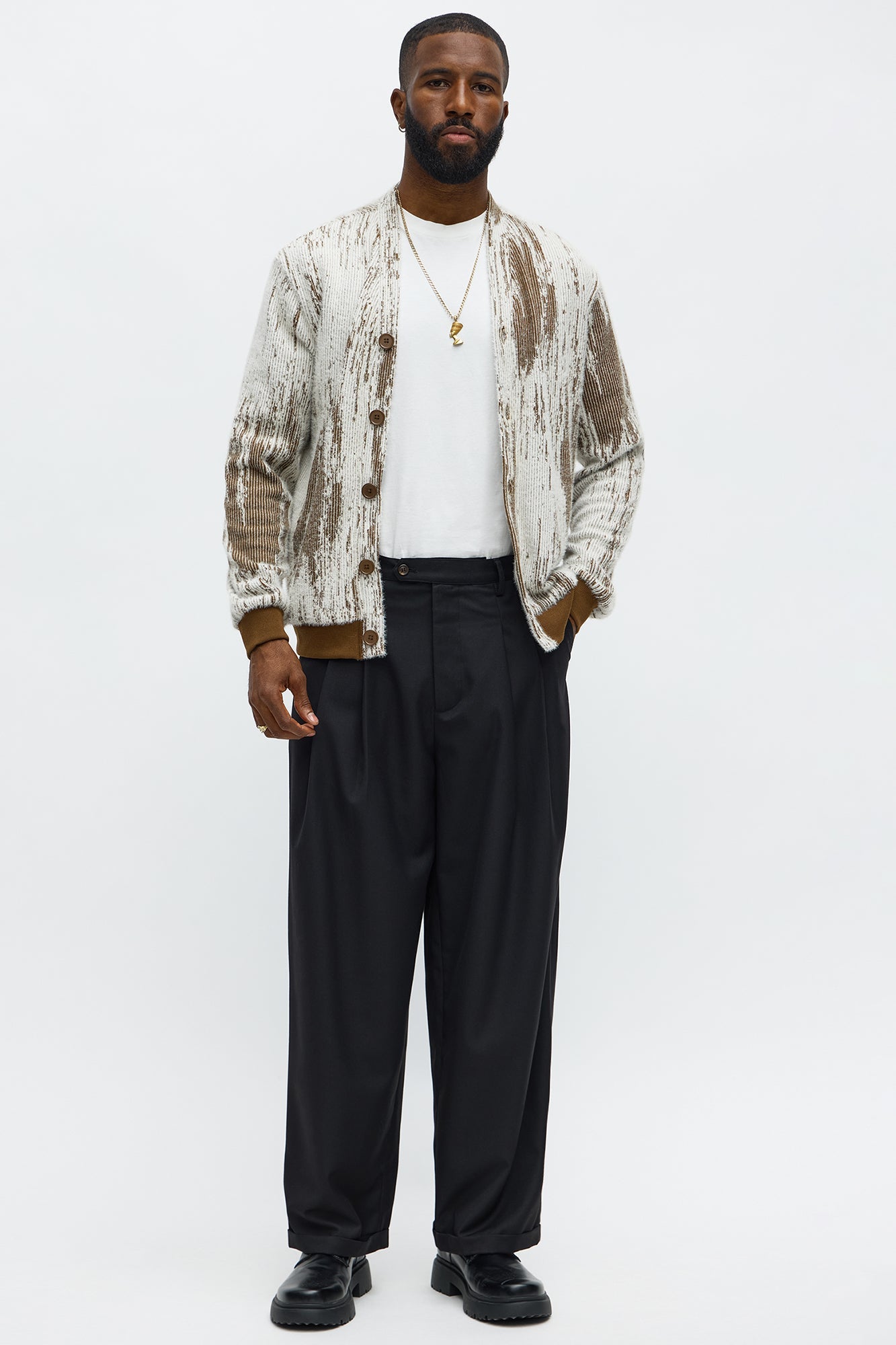 Livin' That Life Mohair Cardigan - Brown/combo