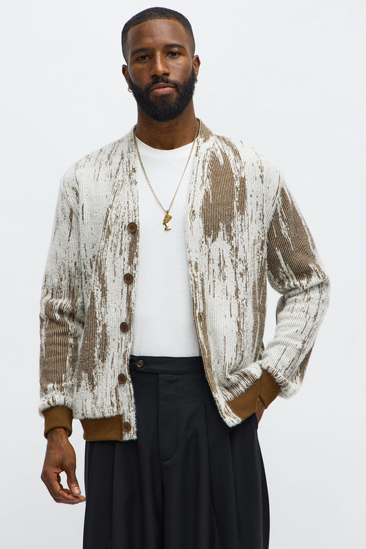 Livin' That Life Mohair Cardigan - Brown/combo