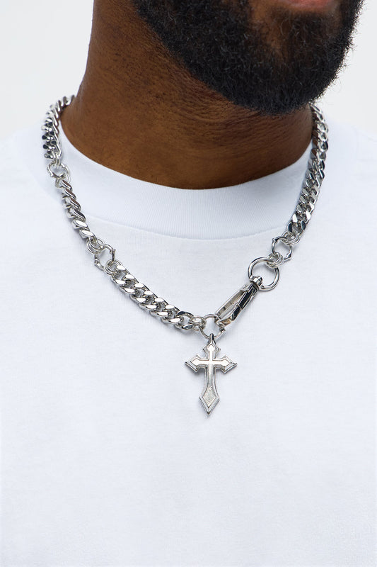 Blessed Drip Pendant Necklace - Silver