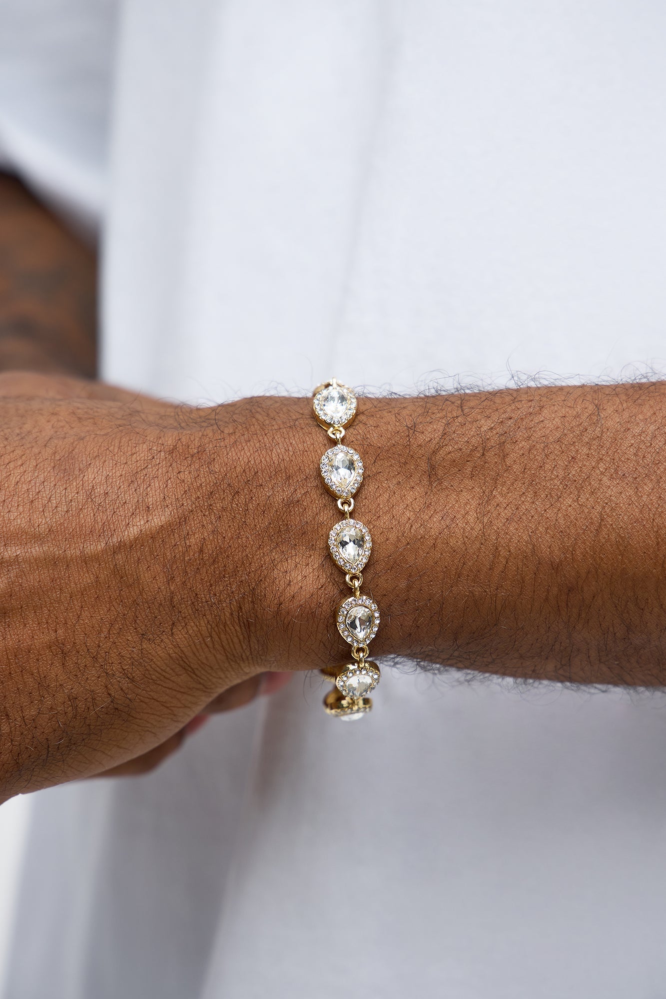 Iced Cluster Tear Drop Bracelet - Gold